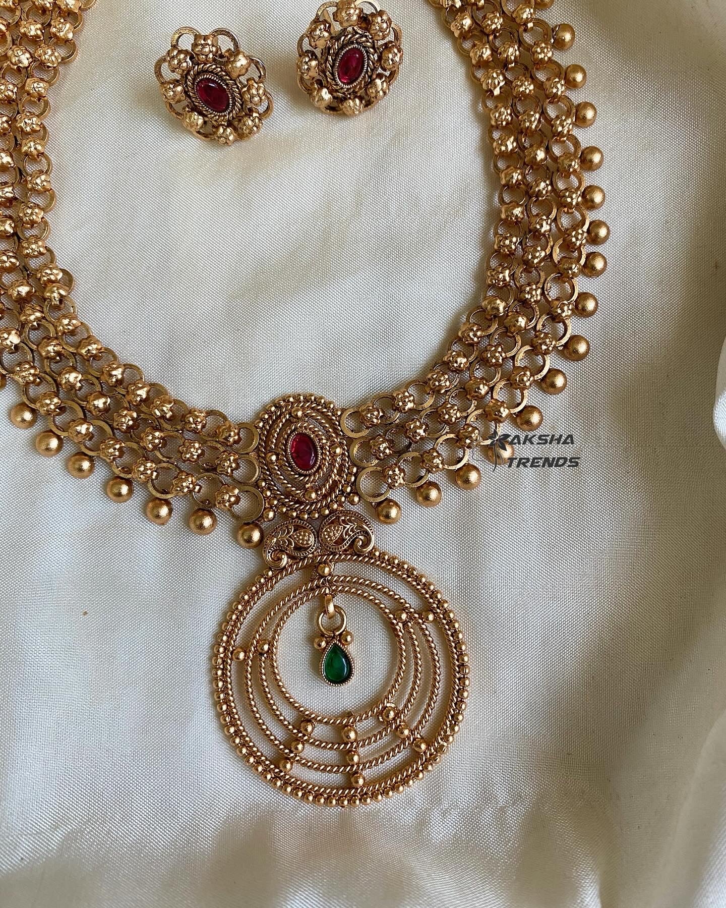 Golden Antique Necklace Aksha Trends
