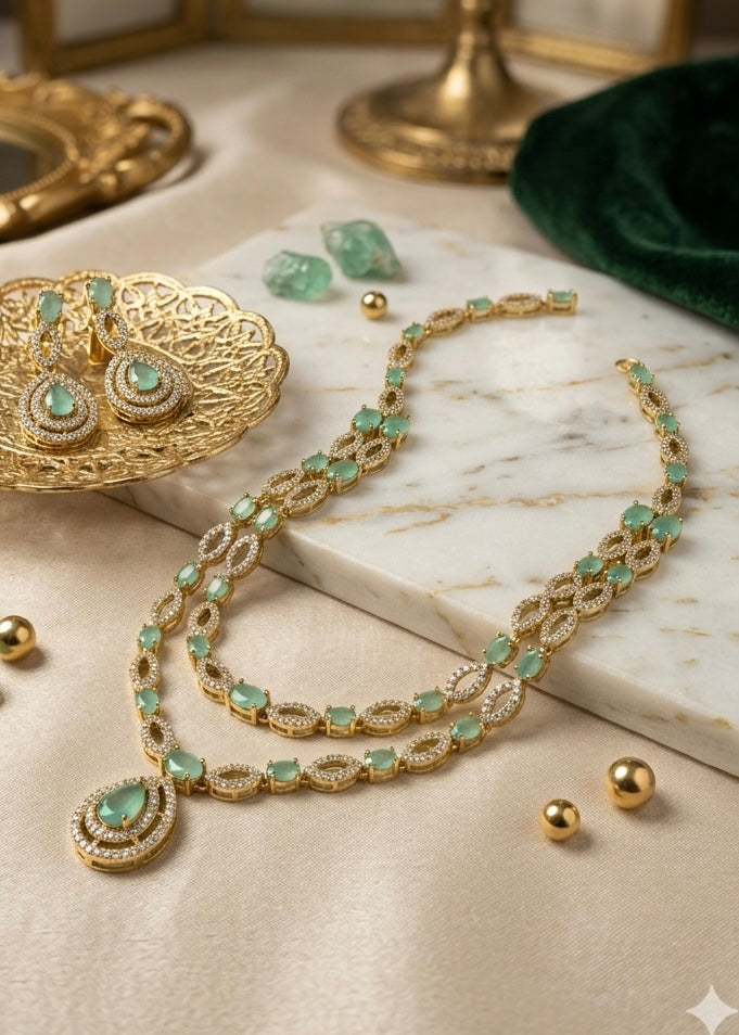 Premium 2layer trendy diamond necklace Aksha Trends