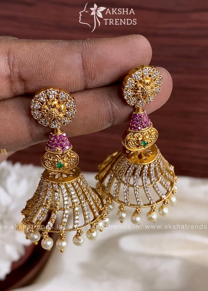 Premium AD bridal Jhumka -Big Aksha Trends
