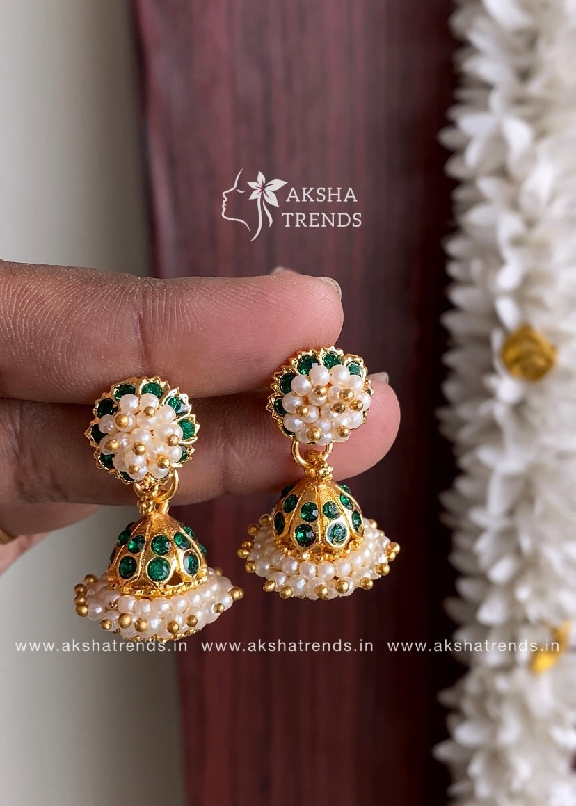 Premium kemp Jhumka -Green Aksha Trends