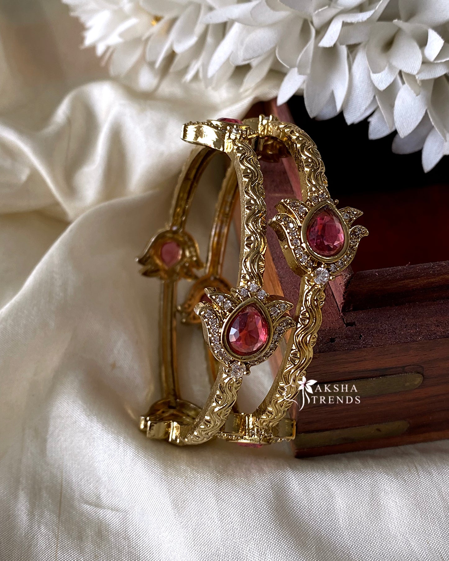 Victoria Lotus bangles Ruby (2pc) Aksha Trends