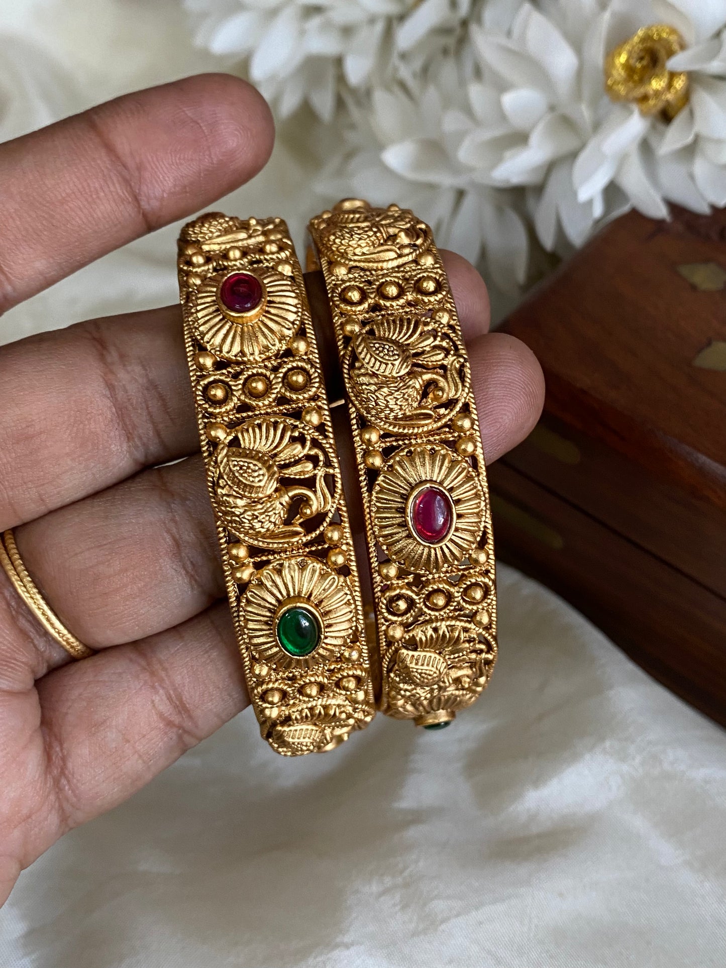 Antique peacock bangles (2pc) Aksha Trends