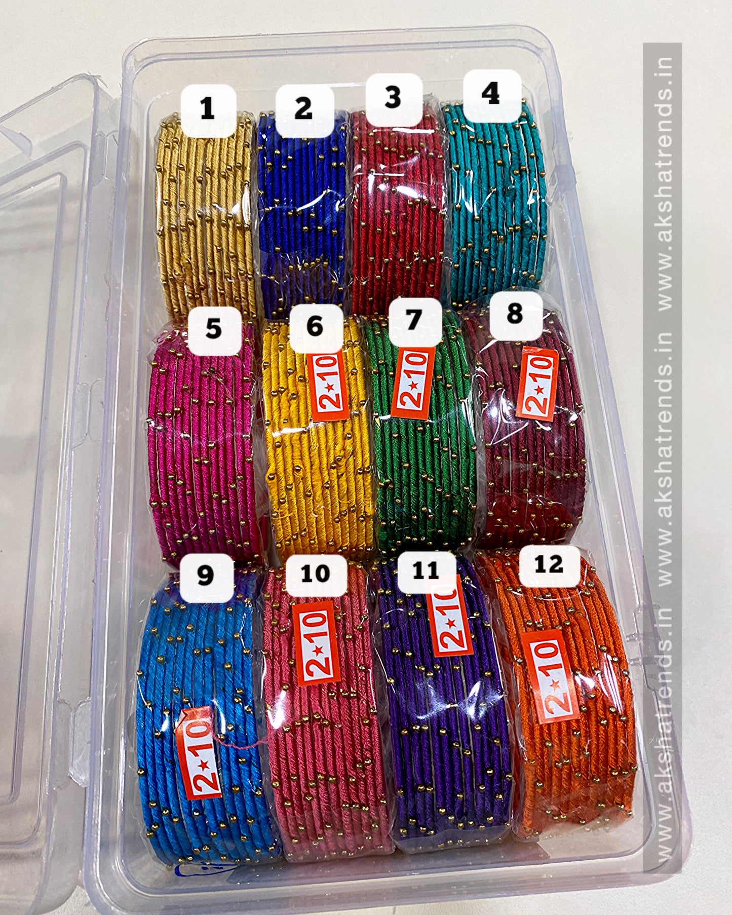 Silk thread Bangles -SIZE 2.10 (12pc /one colour) Aksha Trends