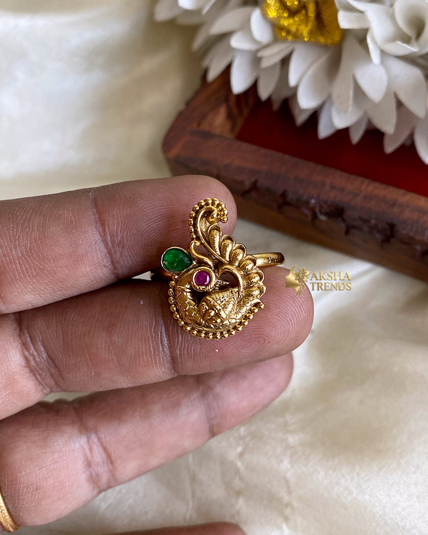 Peacock bridal rings Aksha Trends