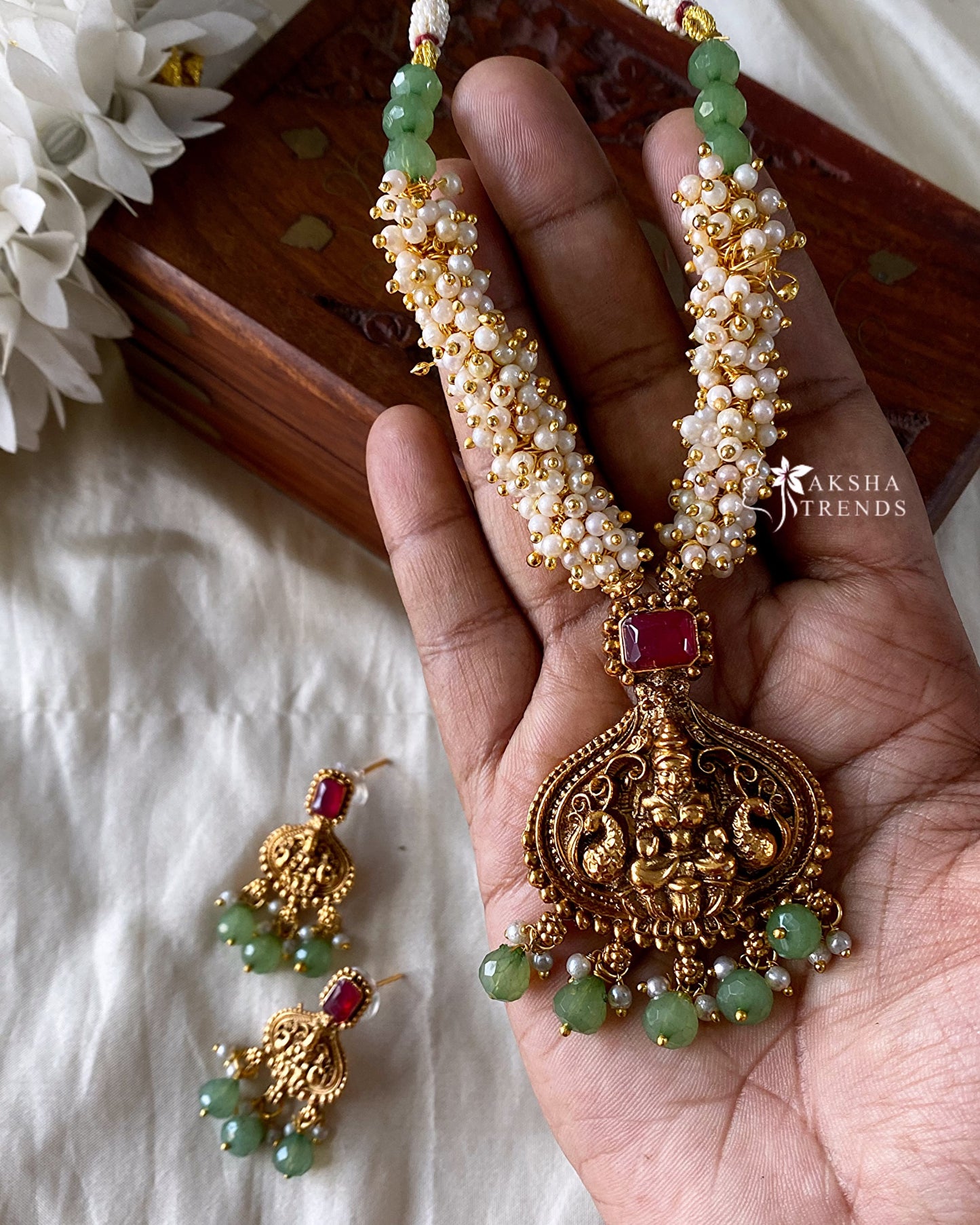 Pearl lakshmi necklace Aksha Trends