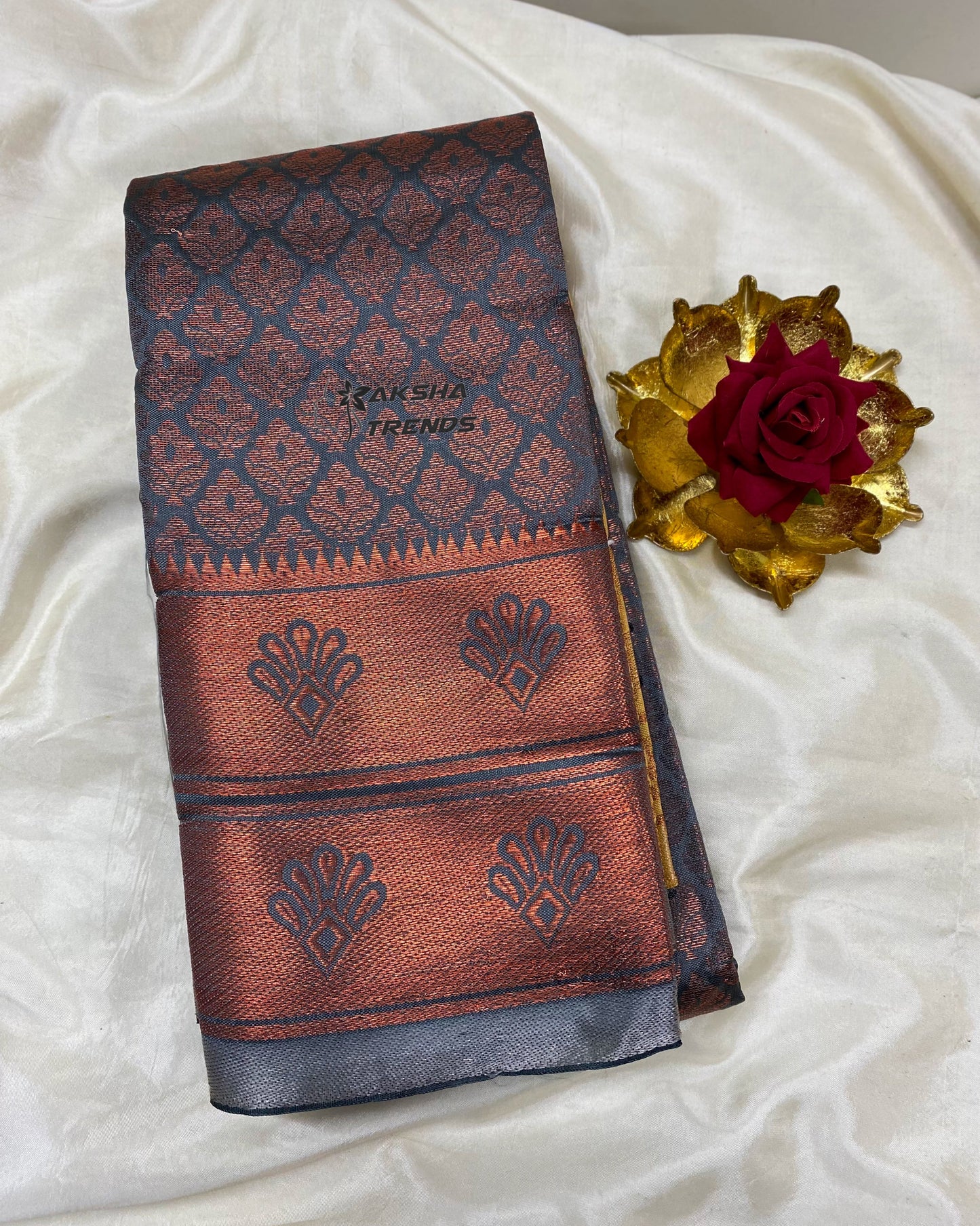 Copper Softy Saree Aksha Trends