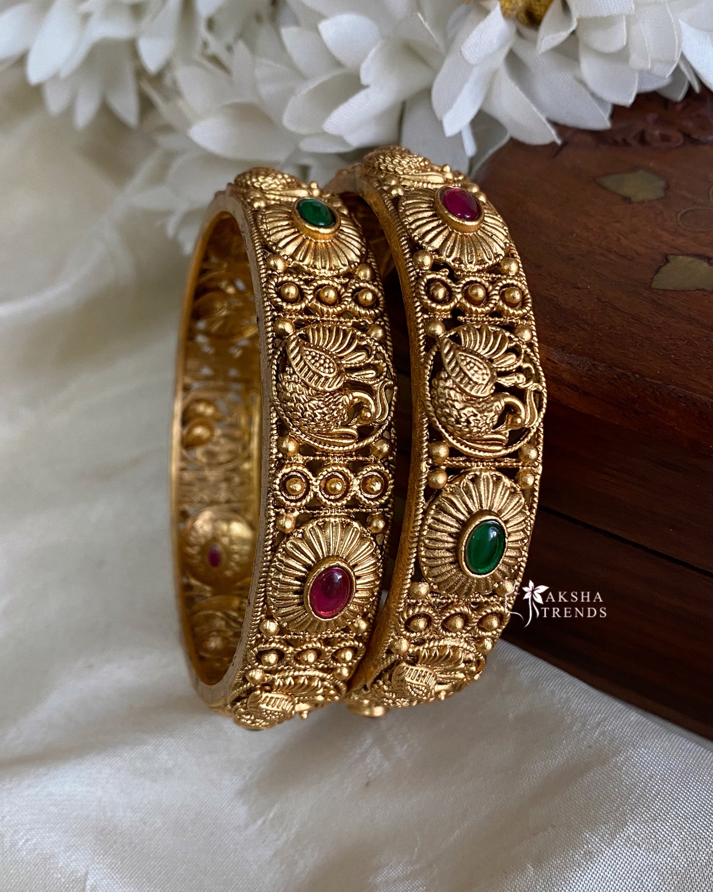 Antique peacock bangles (2pc) Aksha Trends