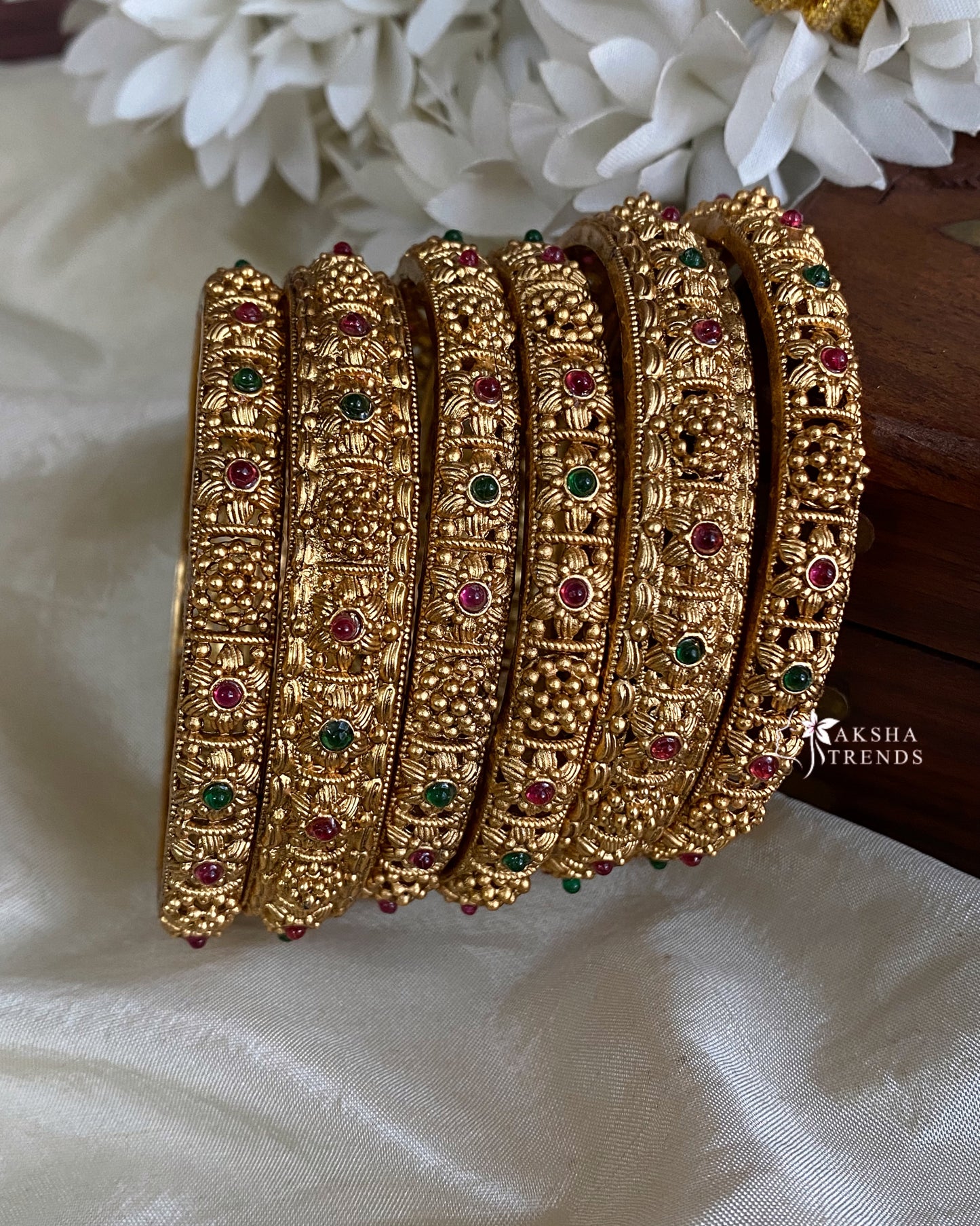 Floral bridal bangles (6pc) Aksha Trends