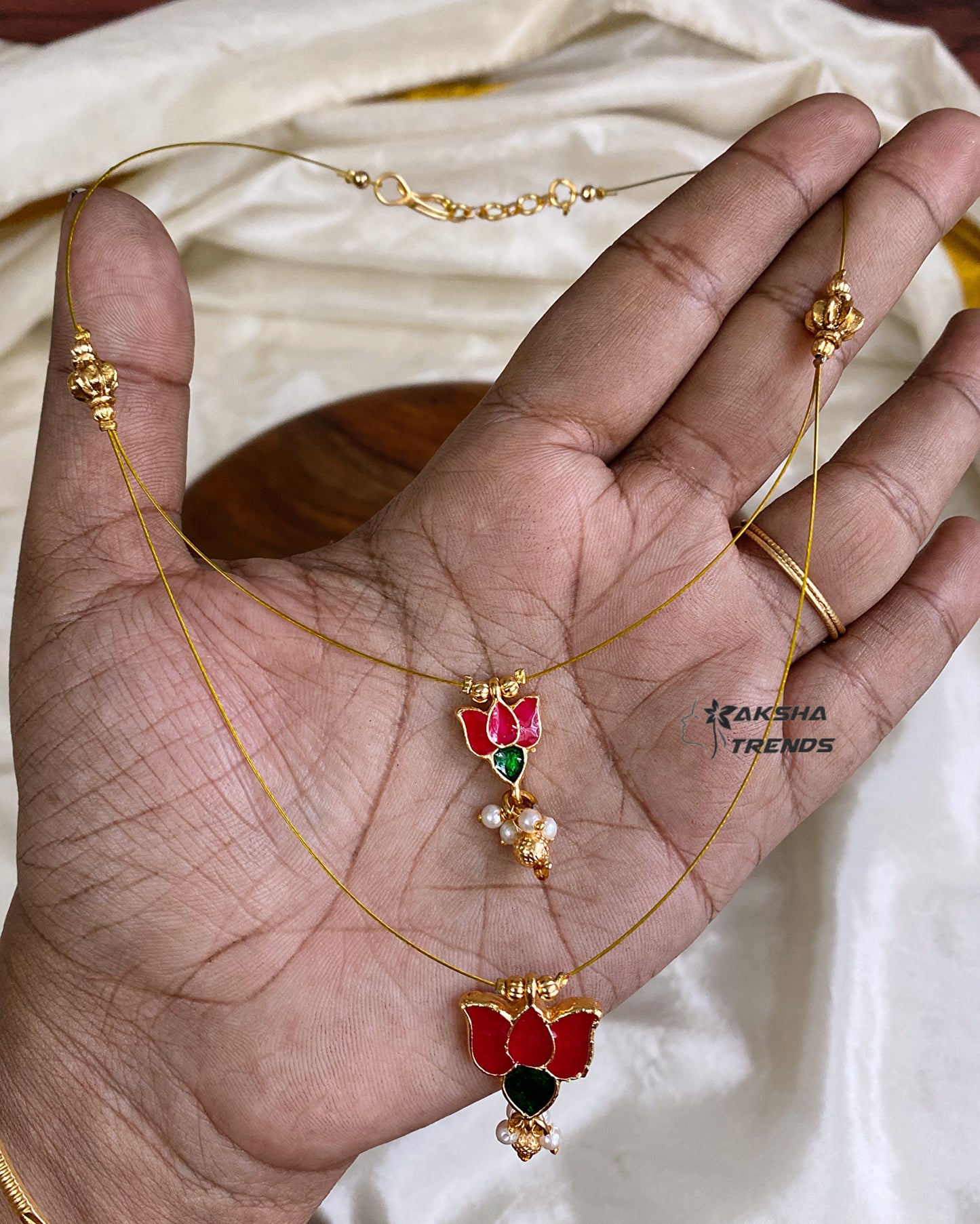 Invisible Necklace -2step lotus Aksha Trends
