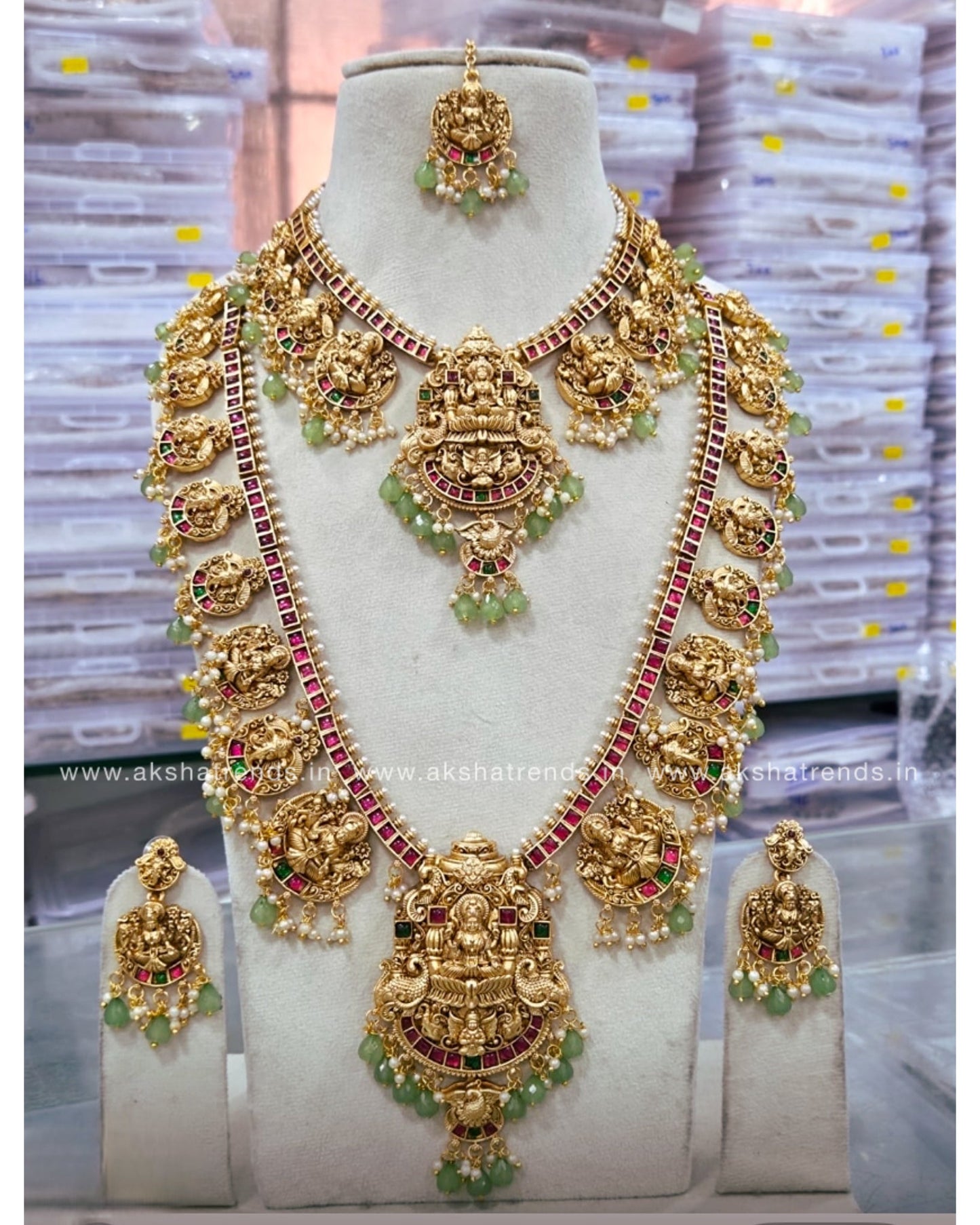 Guttapusalu kemp bridal combo -mint green Aksha Trends