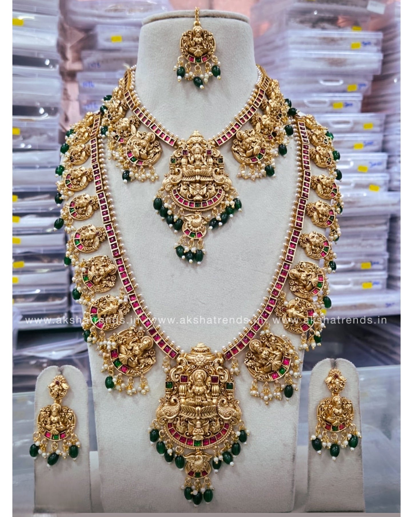 Guttapusalu kemp bridal combo -green Aksha Trends