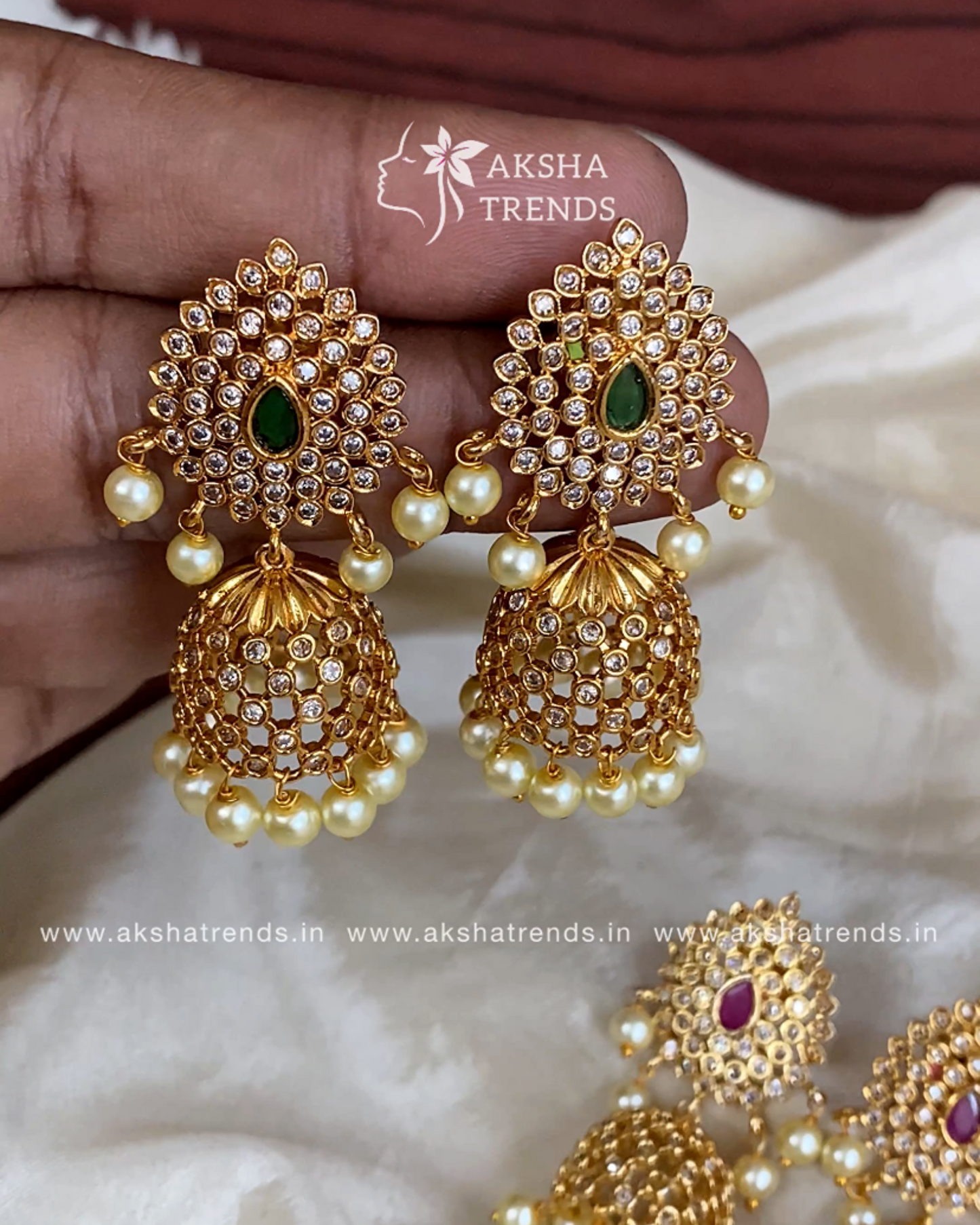 Premium AD jhumkas -Ruby Aksha Trends