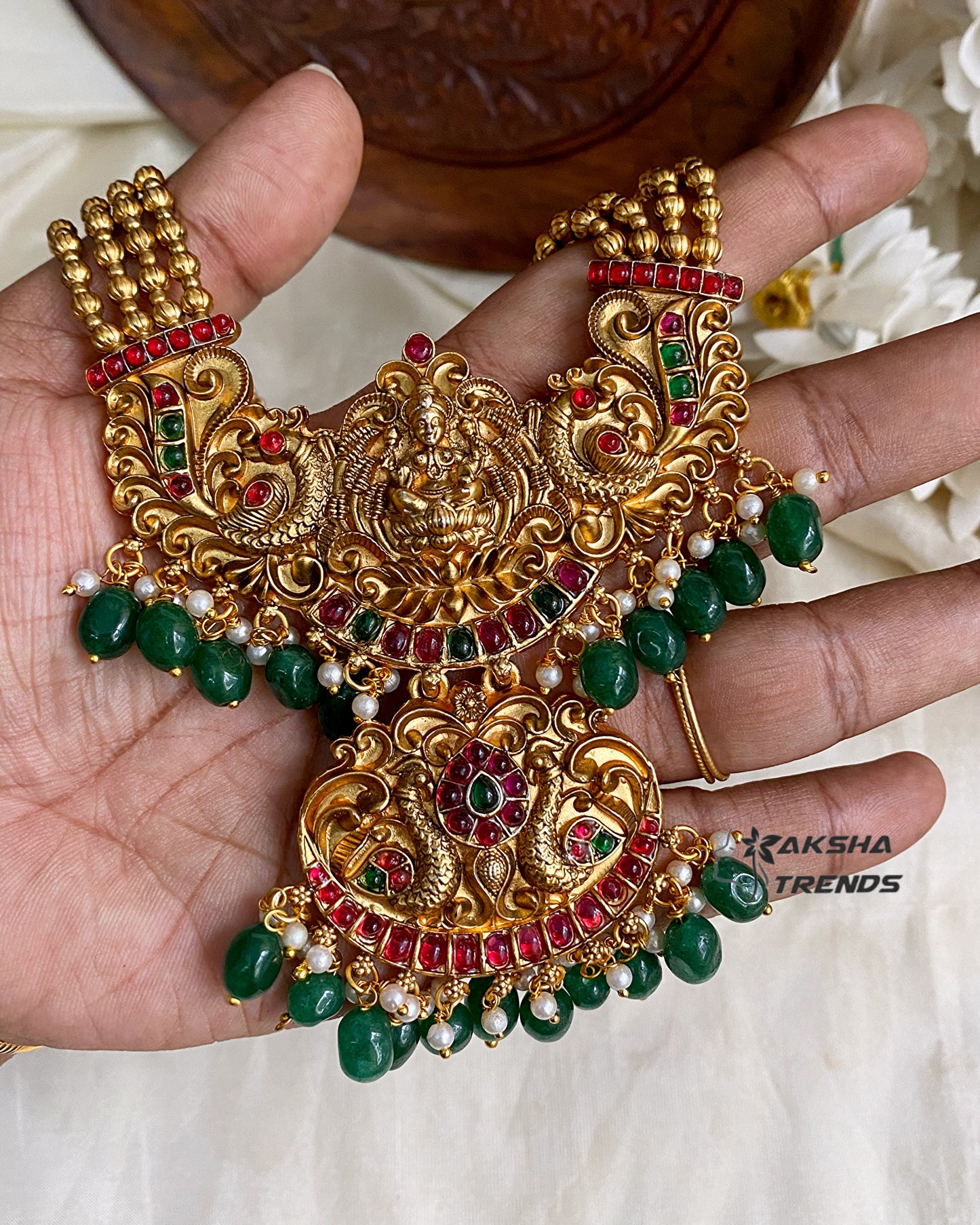 Antique lakshmi haram -Green Aksha Trends