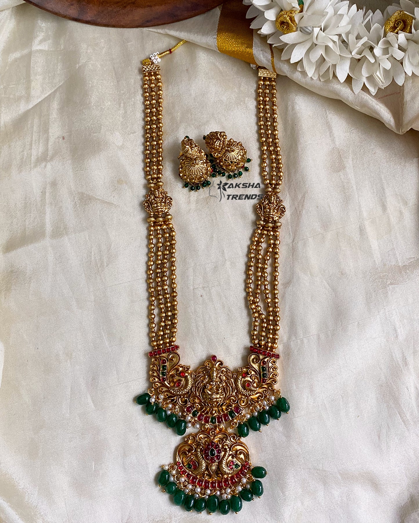 Antique lakshmi haram -Green Aksha Trends