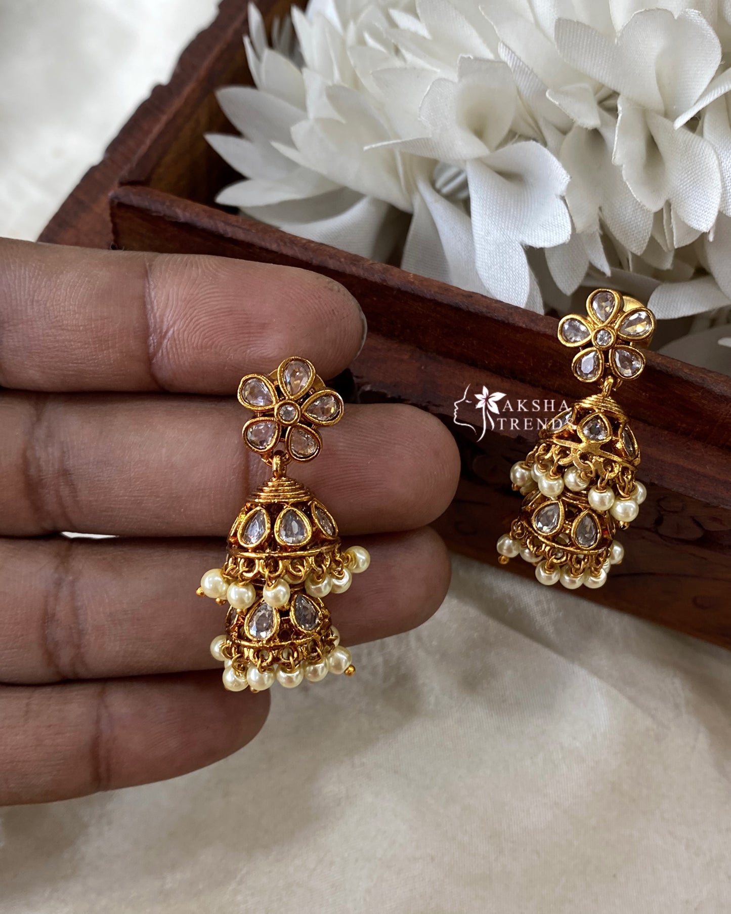 Floral 2step Jhumka -small Aksha Trends