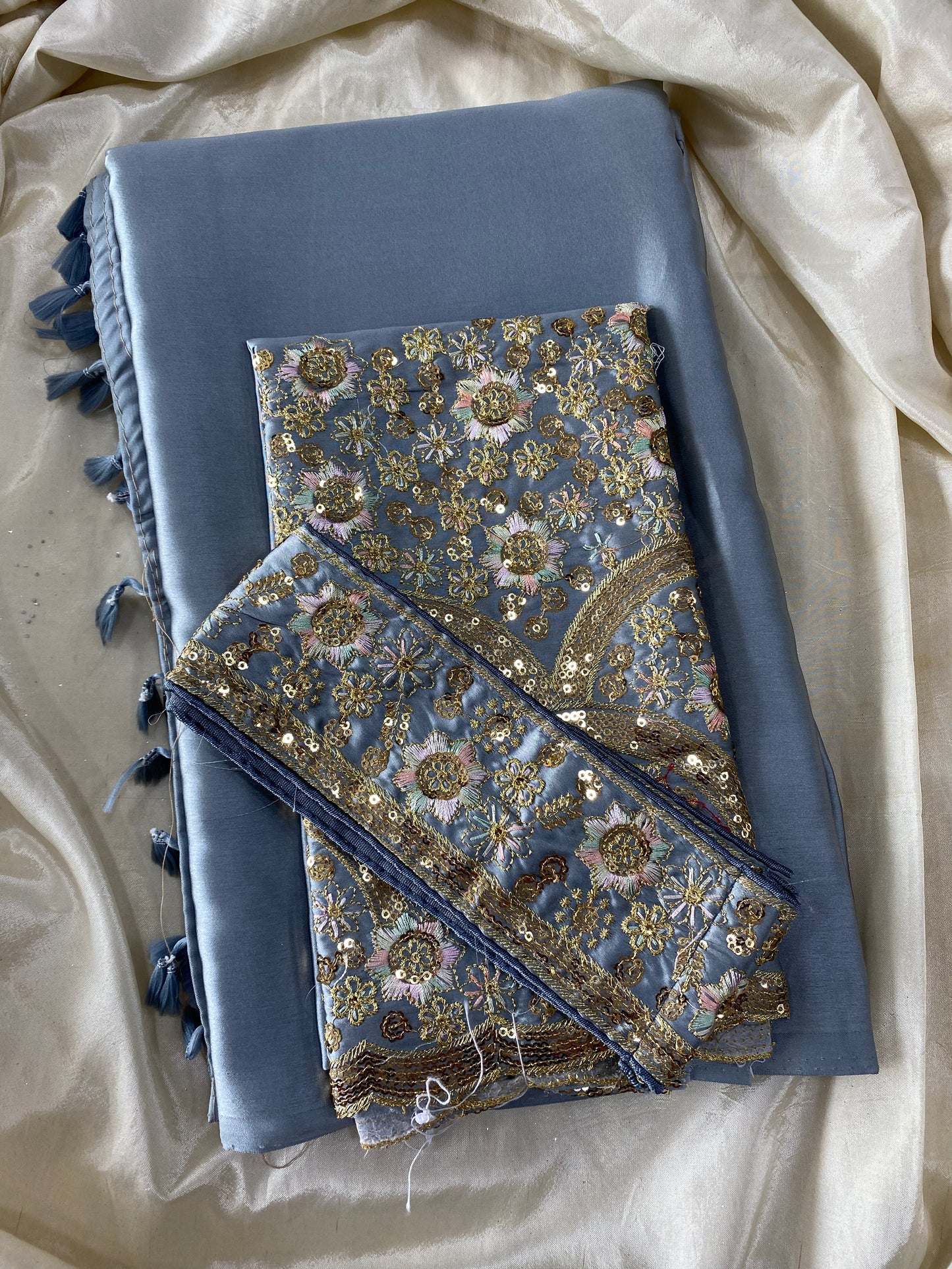 Satin Silk -Grey Aksha Trends