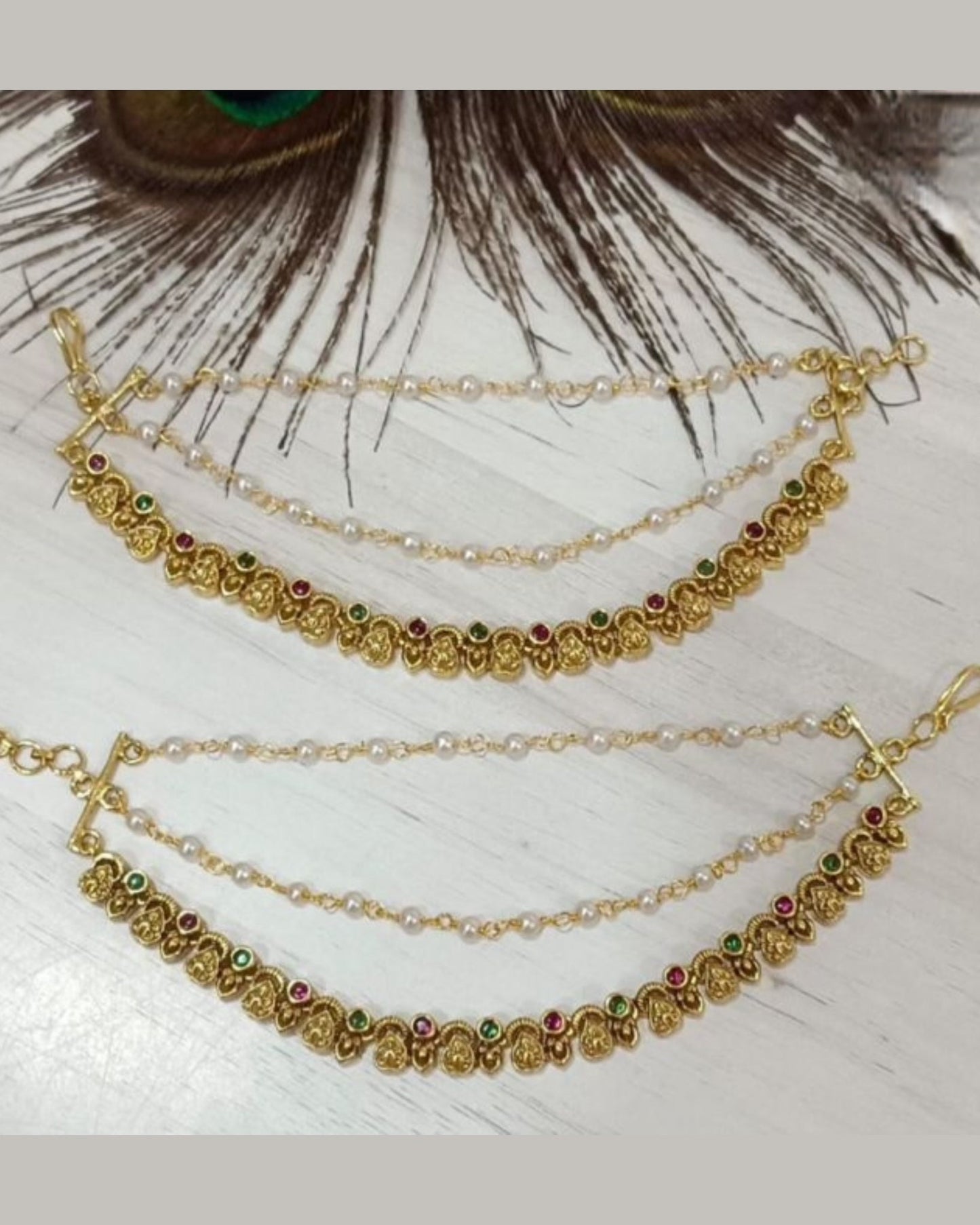 Premium gold earchain -3 layer Aksha Trends