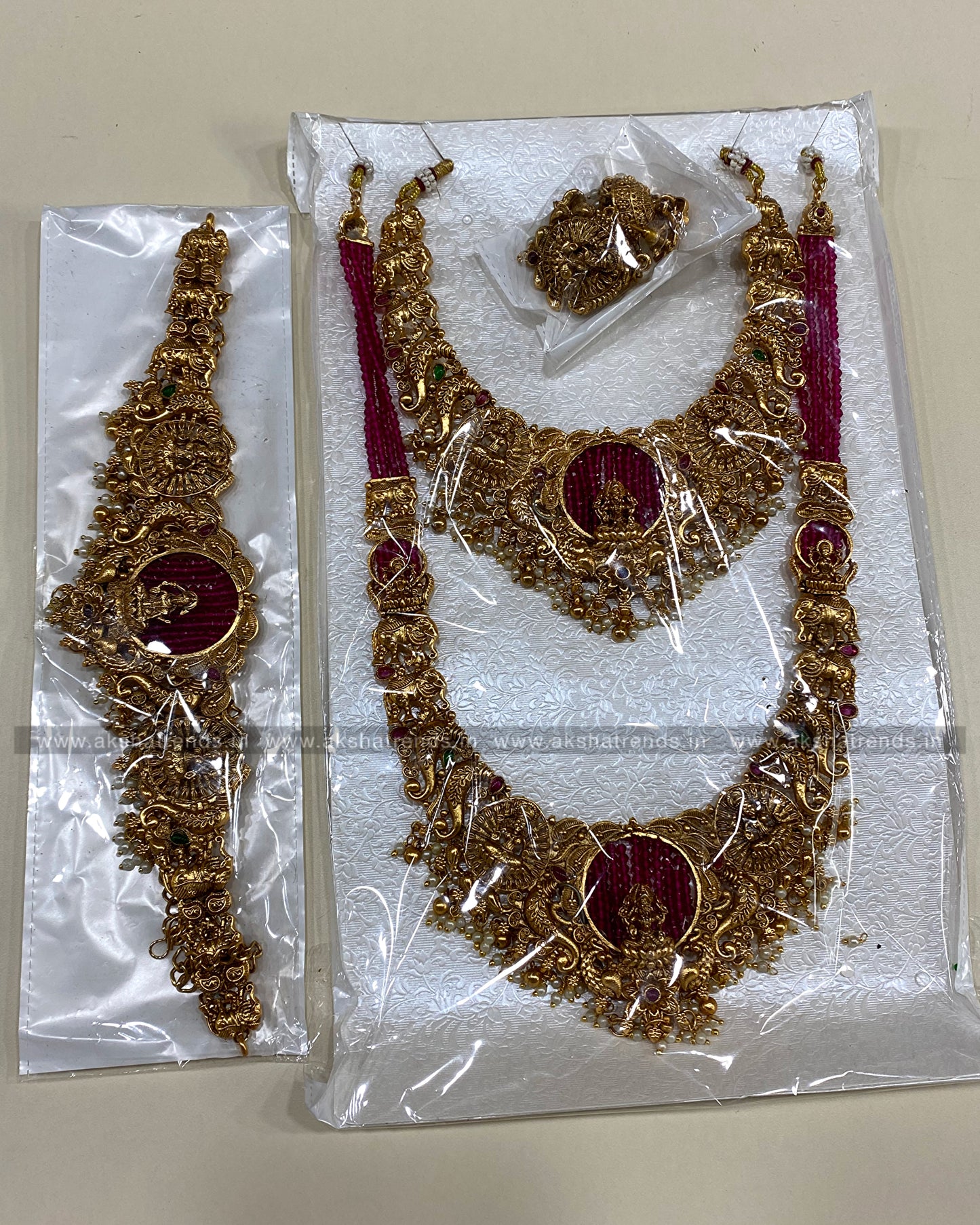 Lakshmi semi bridal Kundan beads -Ruby Aksha Trends