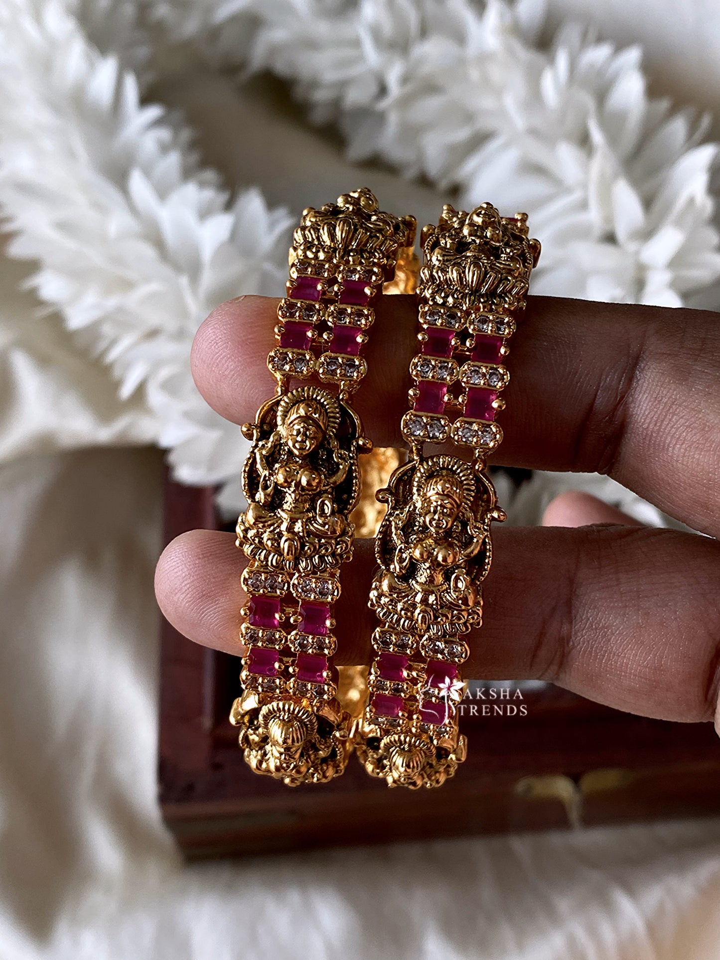 Lakshmi block stone Bangles -Ruby Aksha Trends