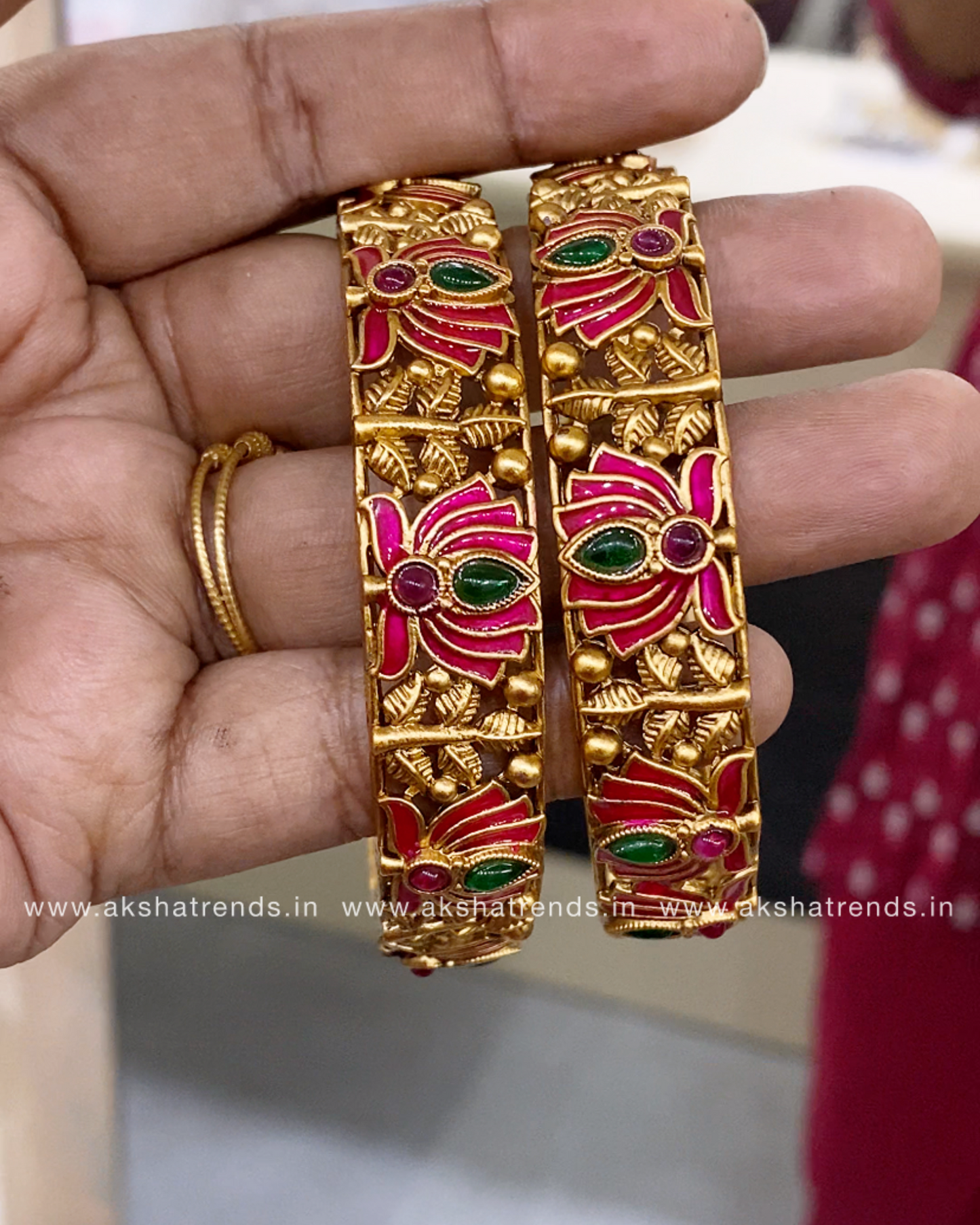 Antique lotus bangles (2pc) Aksha Trends