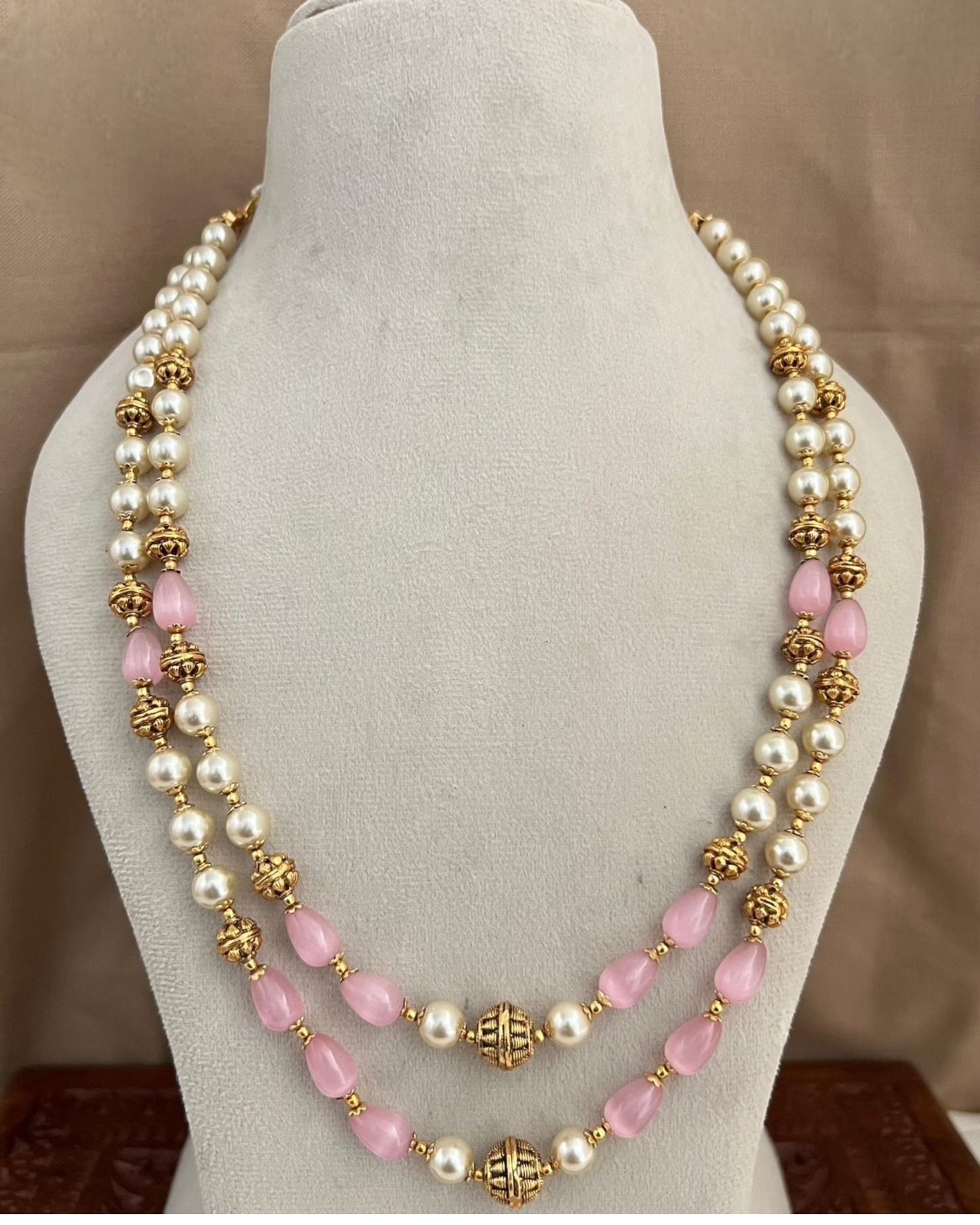 Pearl mala -2 layer Aksha Trends