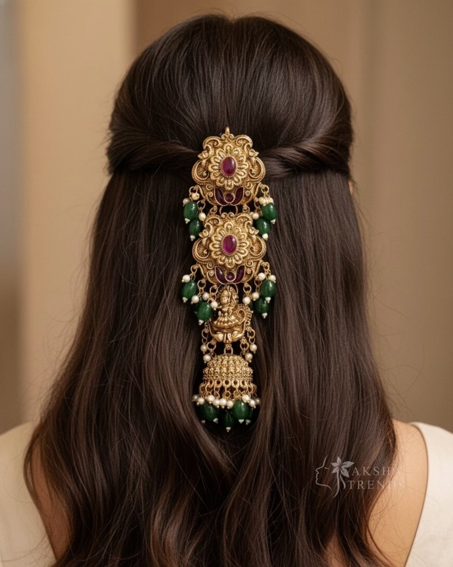 Lakshmi nagas green Jadai billa -small Aksha Trends