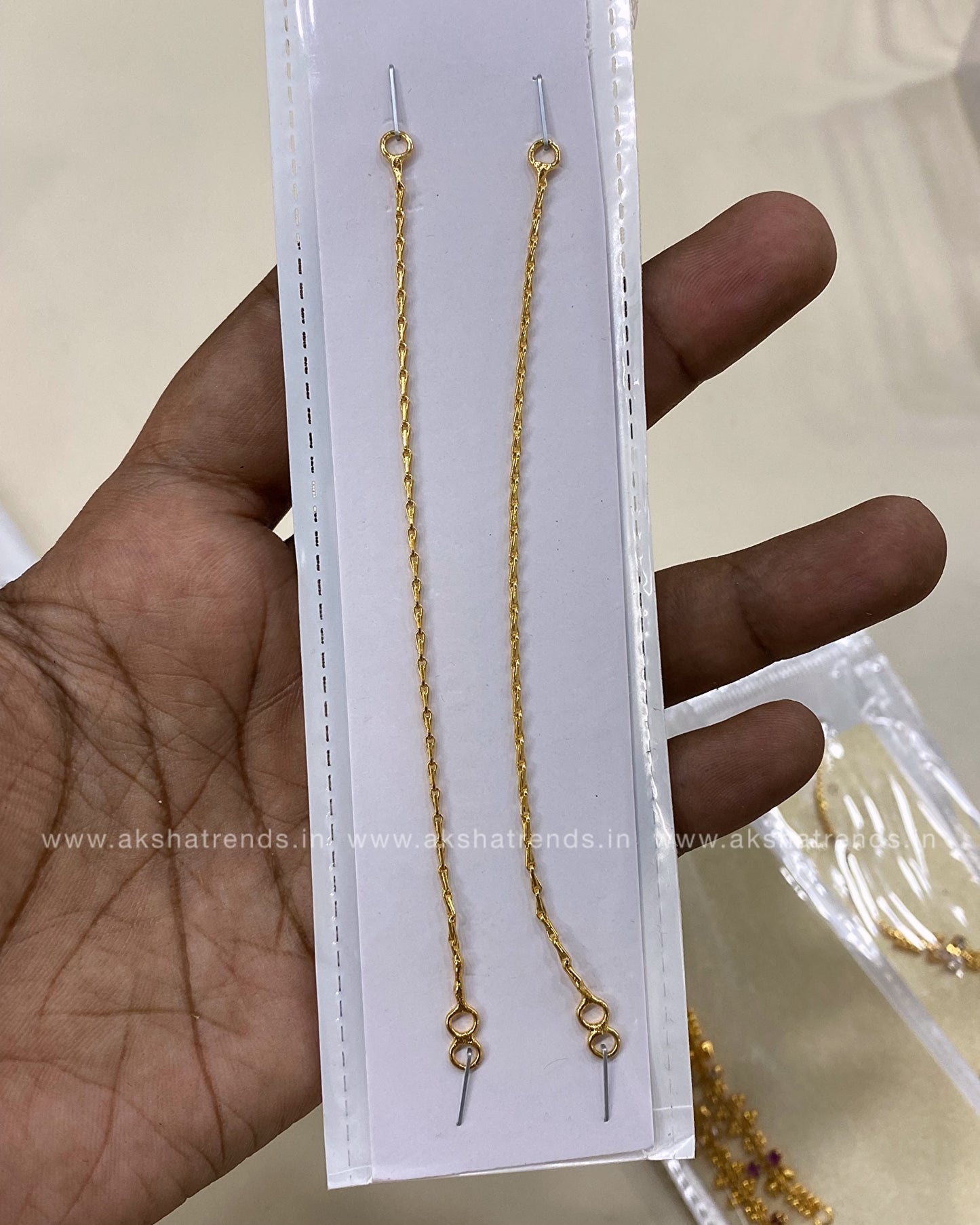 Micro gold line chain earchain Aksha Trends