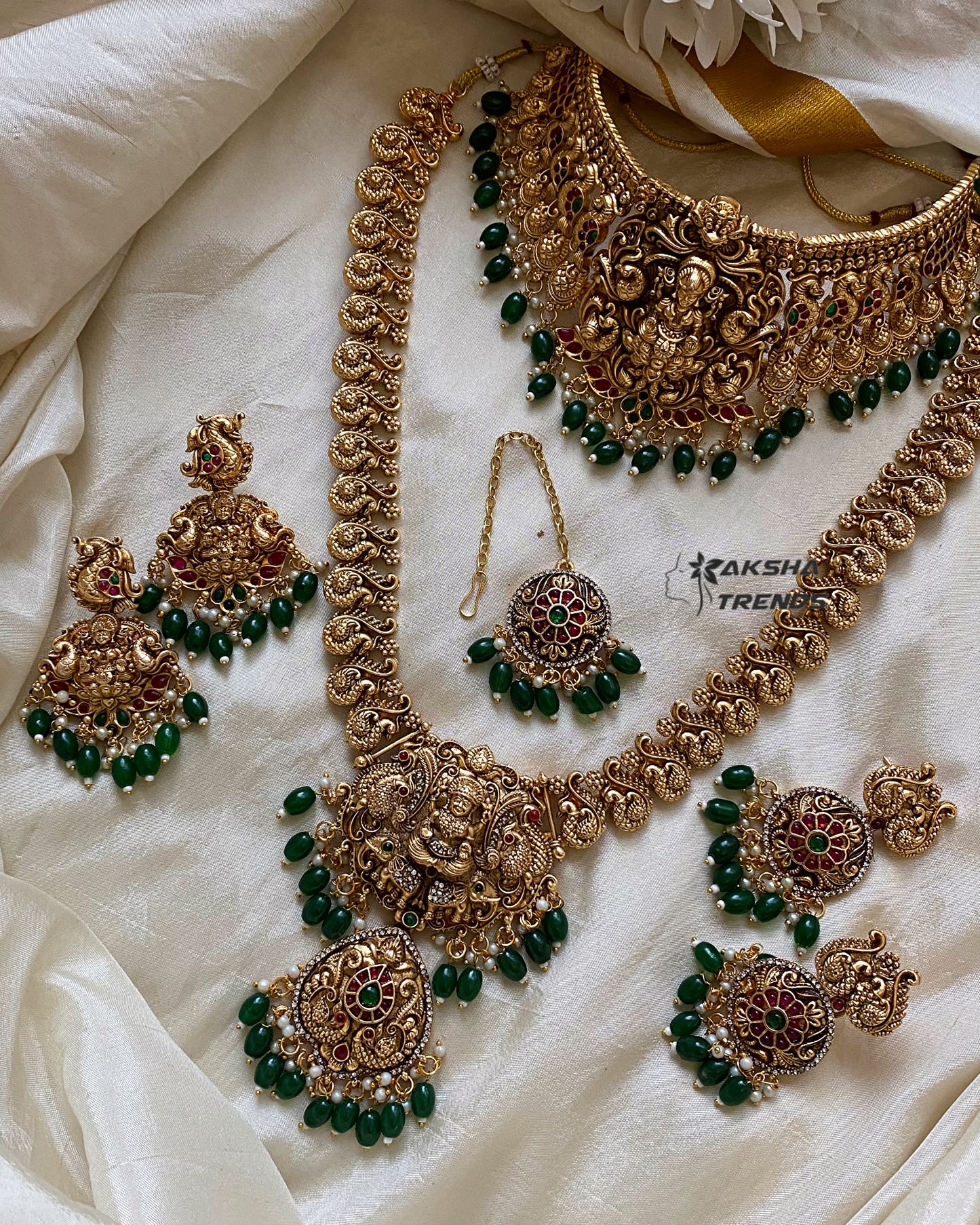 Lakshmi choker bridal combo -Green Aksha Trends