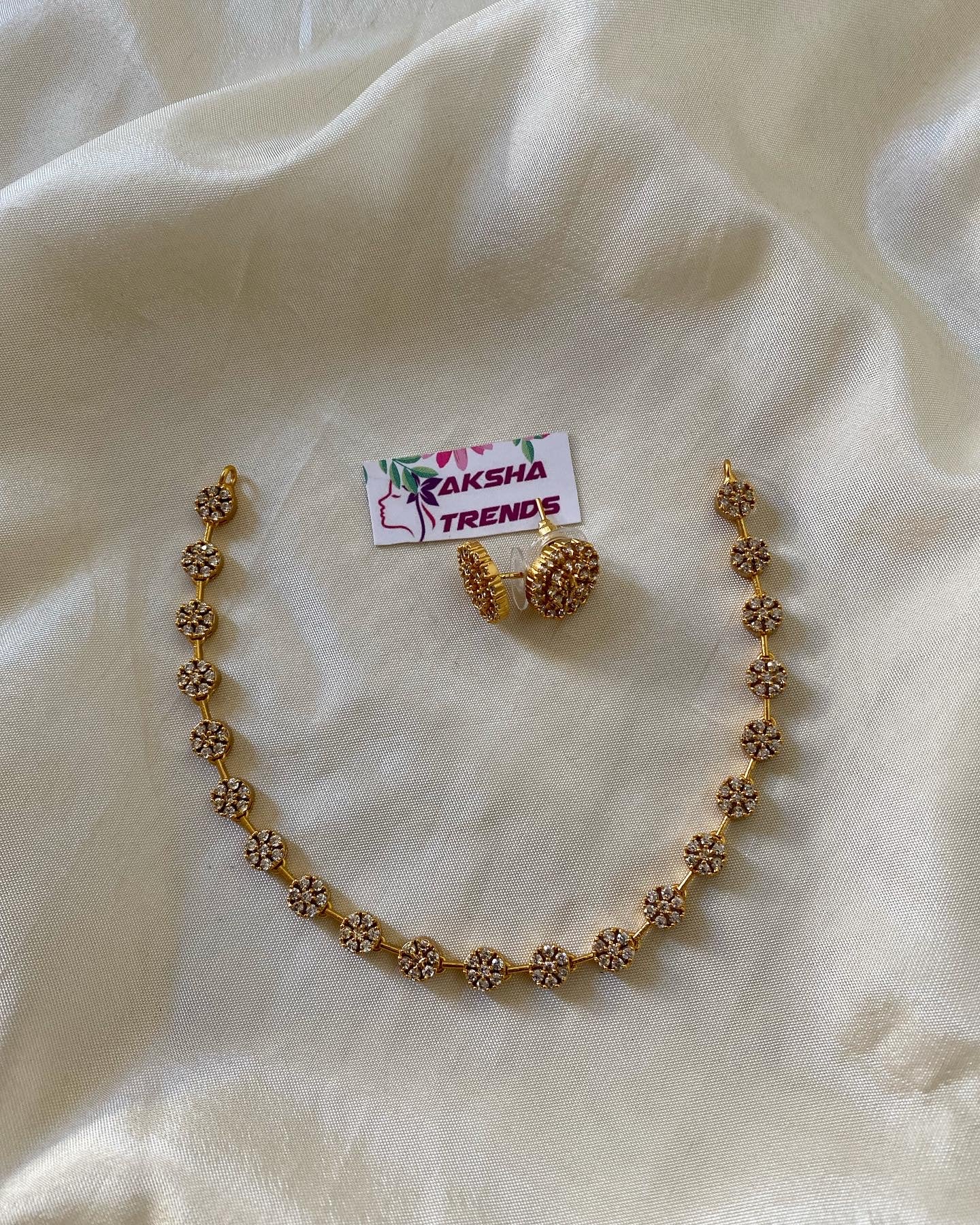 Seven stone American diamond necklace Aksha Trends