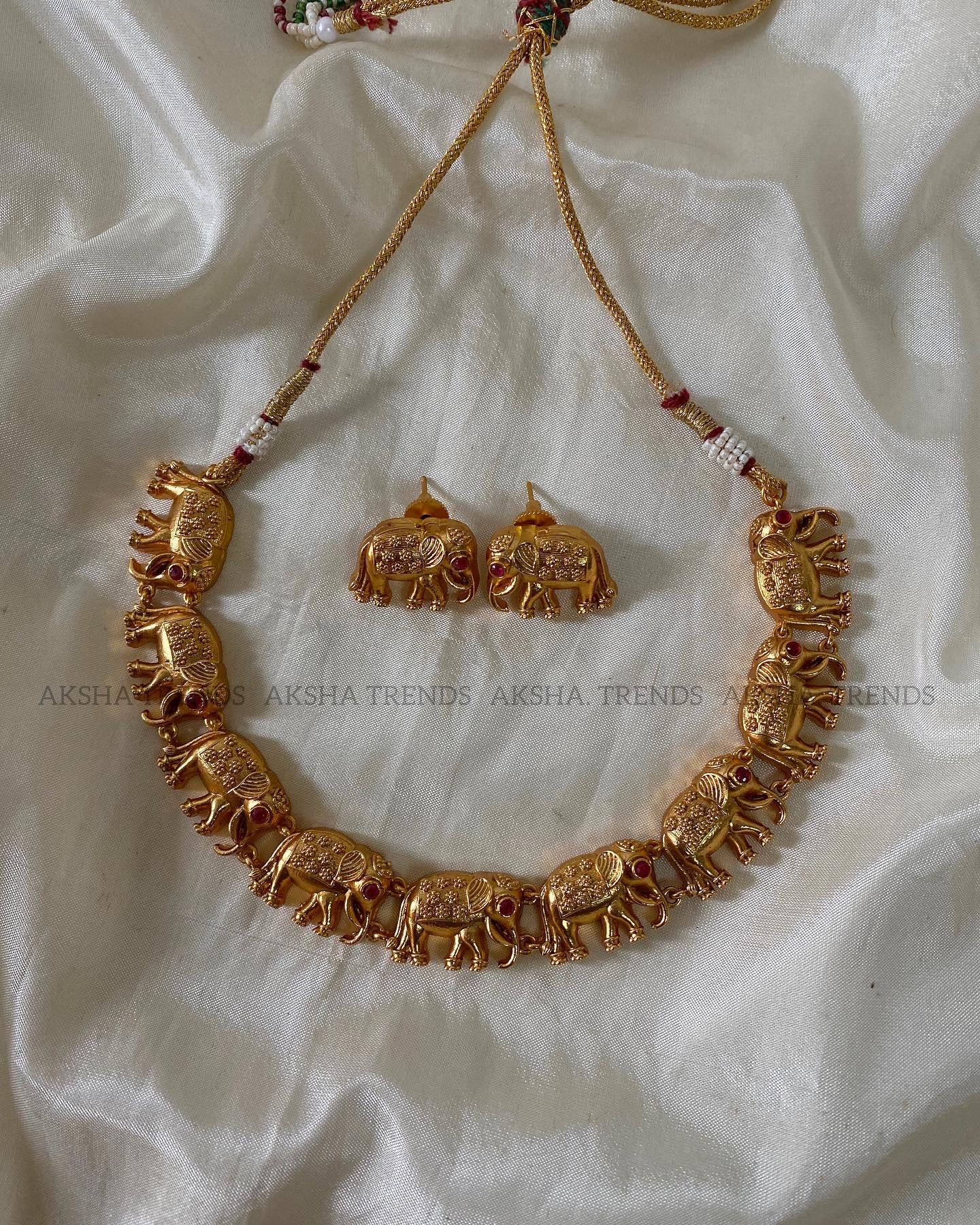 Elephant golden necklace Aksha Trends