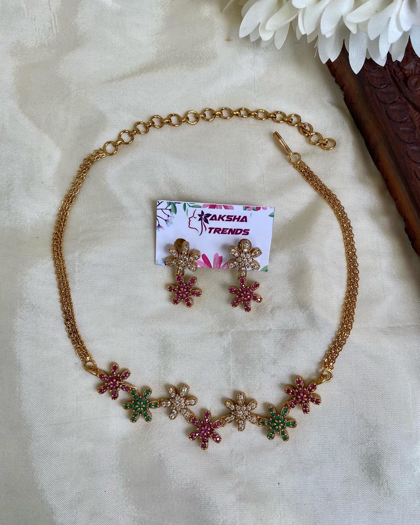 Floral partywear necklace Aksha Trends