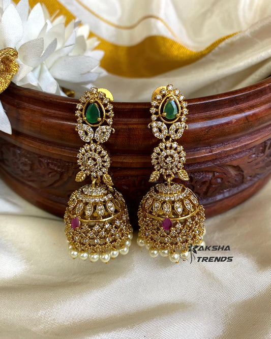 Bridal diamond Jhumkas Aksha Trends