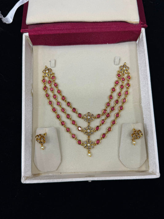 3layer kemp diamond necklace Aksha Trends