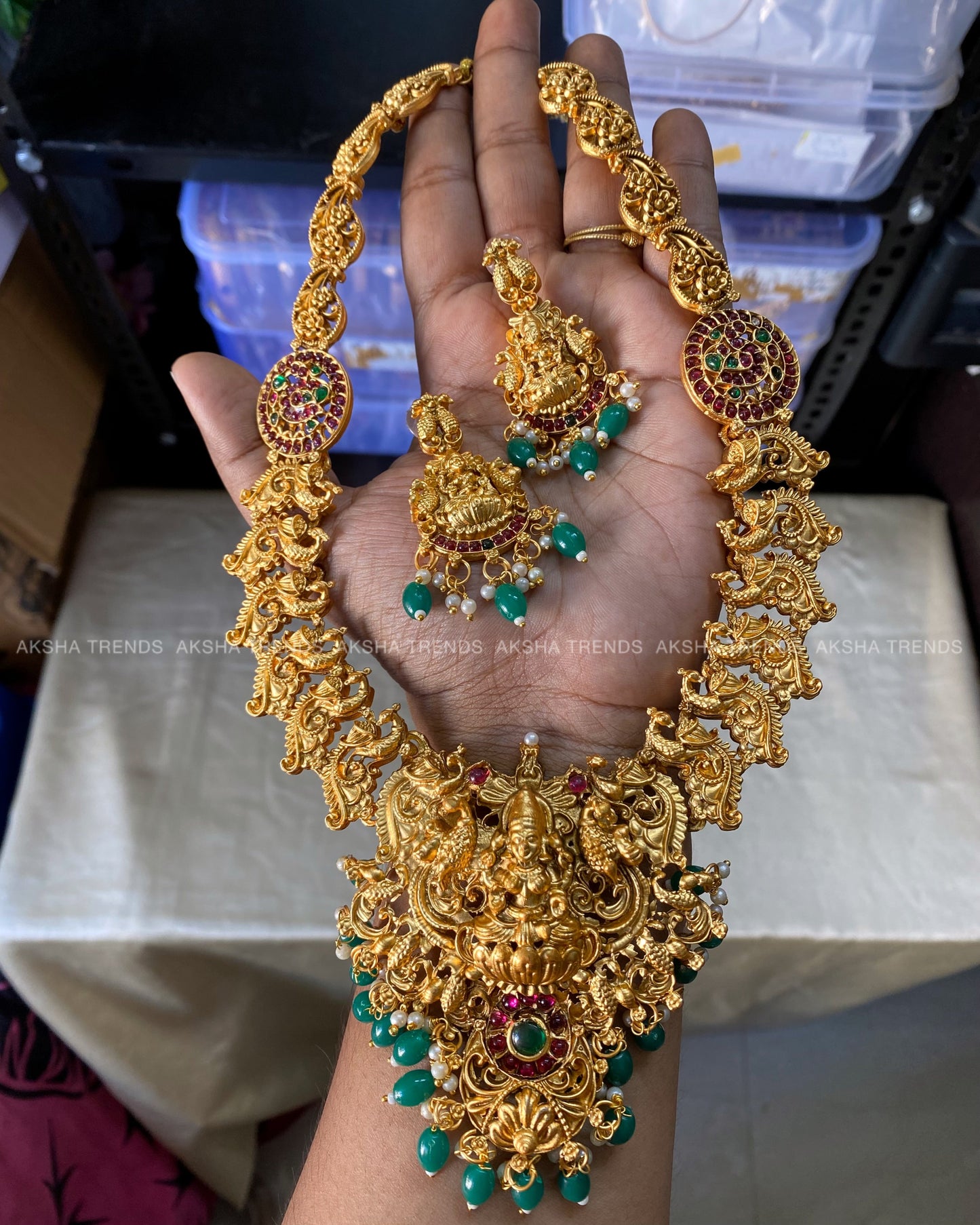 Agalya Bridal haram -Green Aksha Trends
