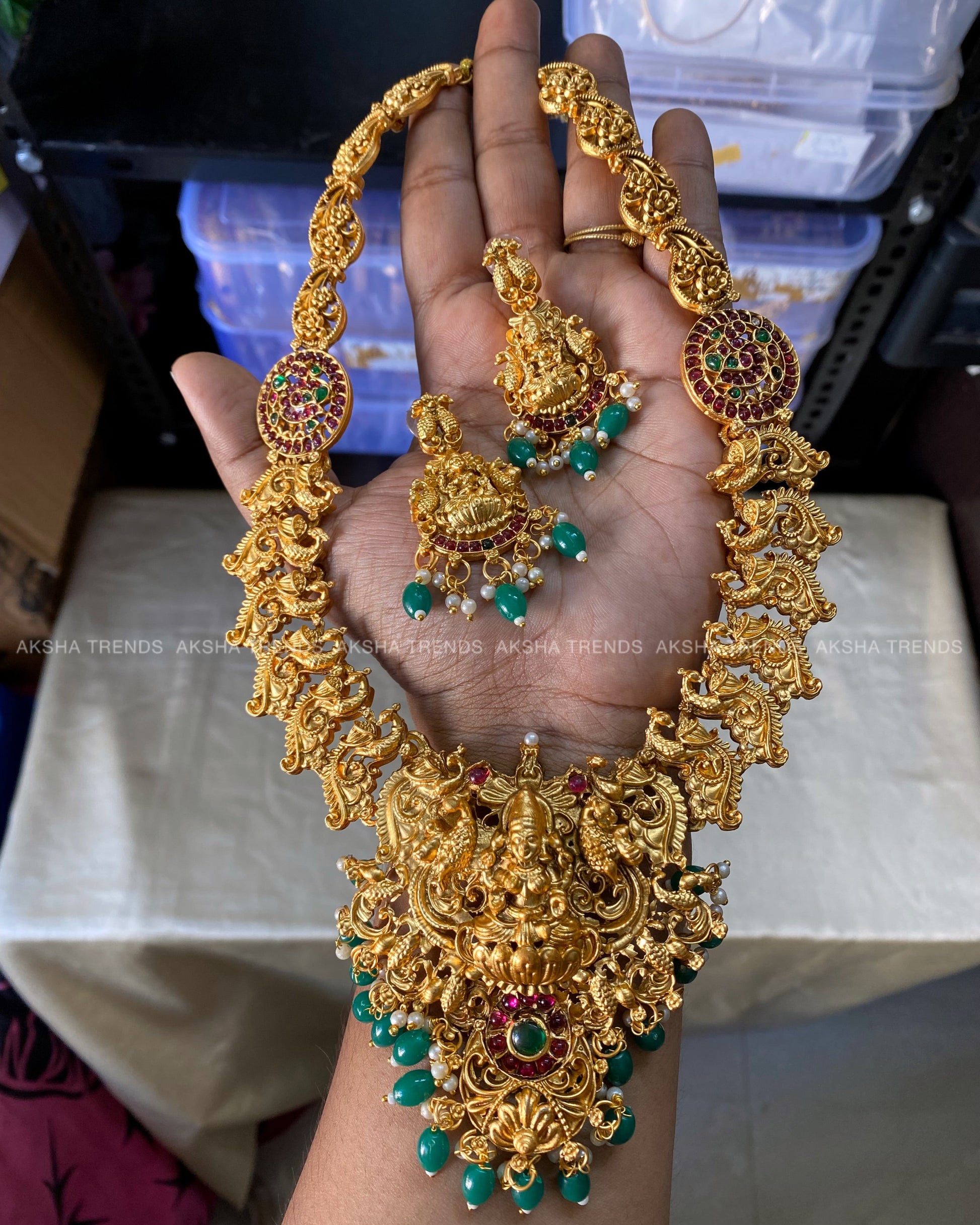 Agalya Bridal haram -Green Aksha Trends