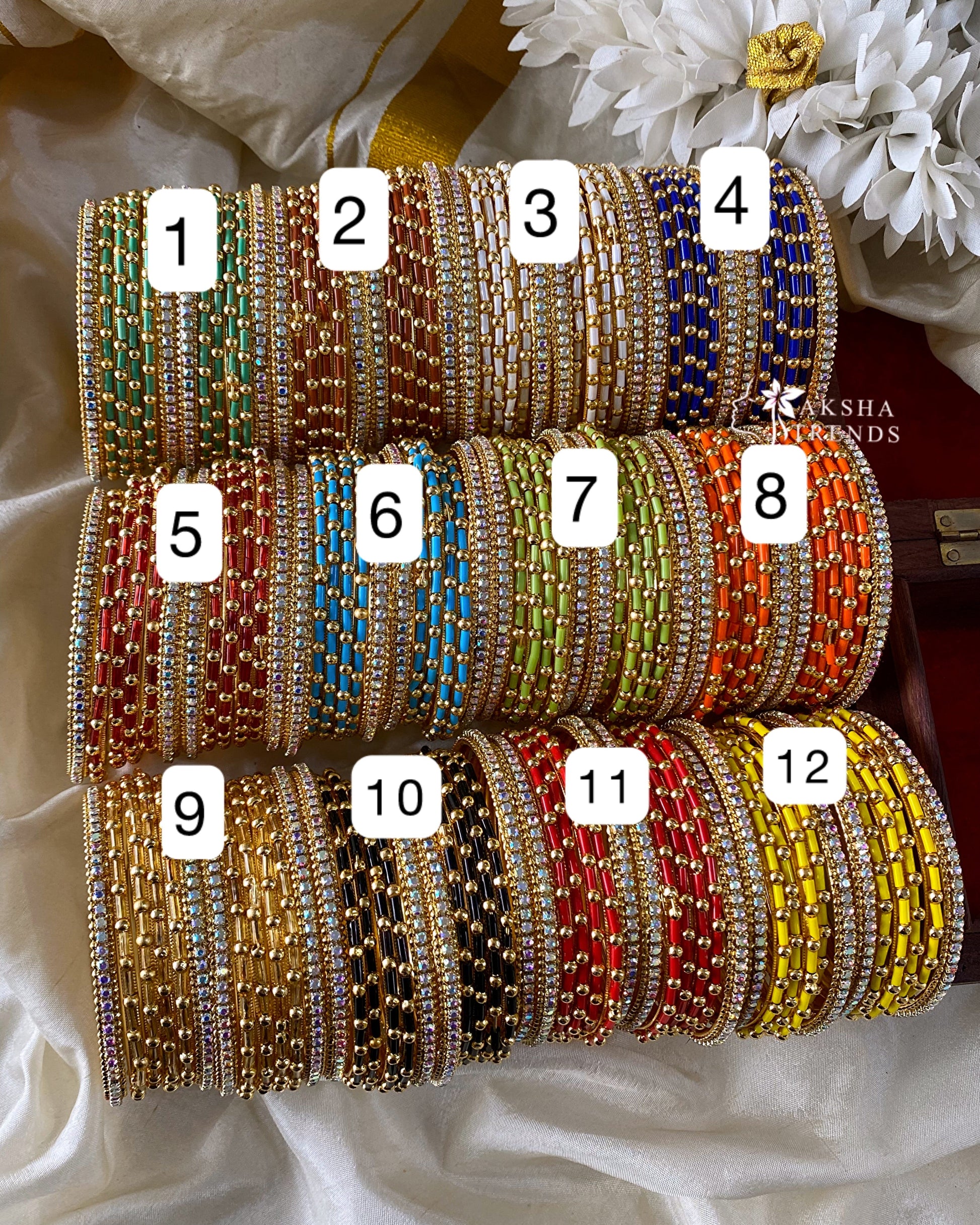 Fancy metal Bangles (12pc) Aksha Trends