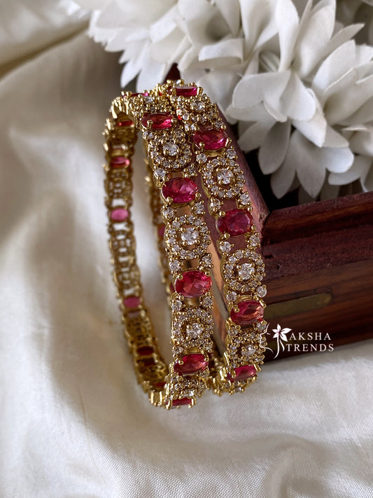 Premium AD bangles -Ruby (2pc) Aksha Trends
