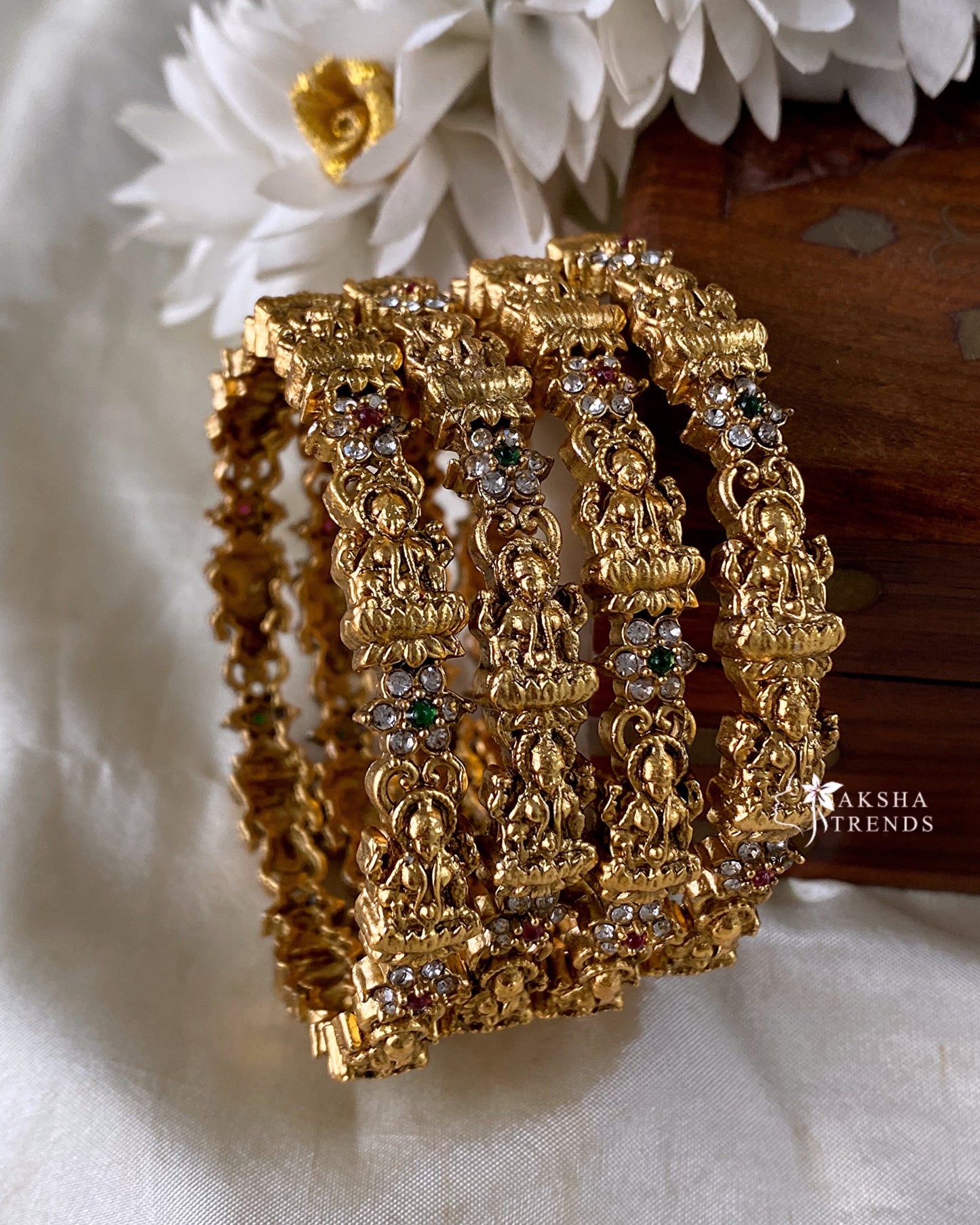 Antique lakshmi stone bangles (4pc) Aksha Trends