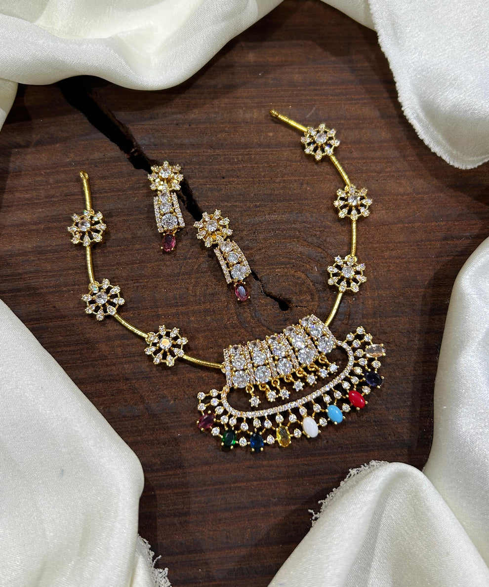 Premium Navratna Hasli choker Aksha Trends 