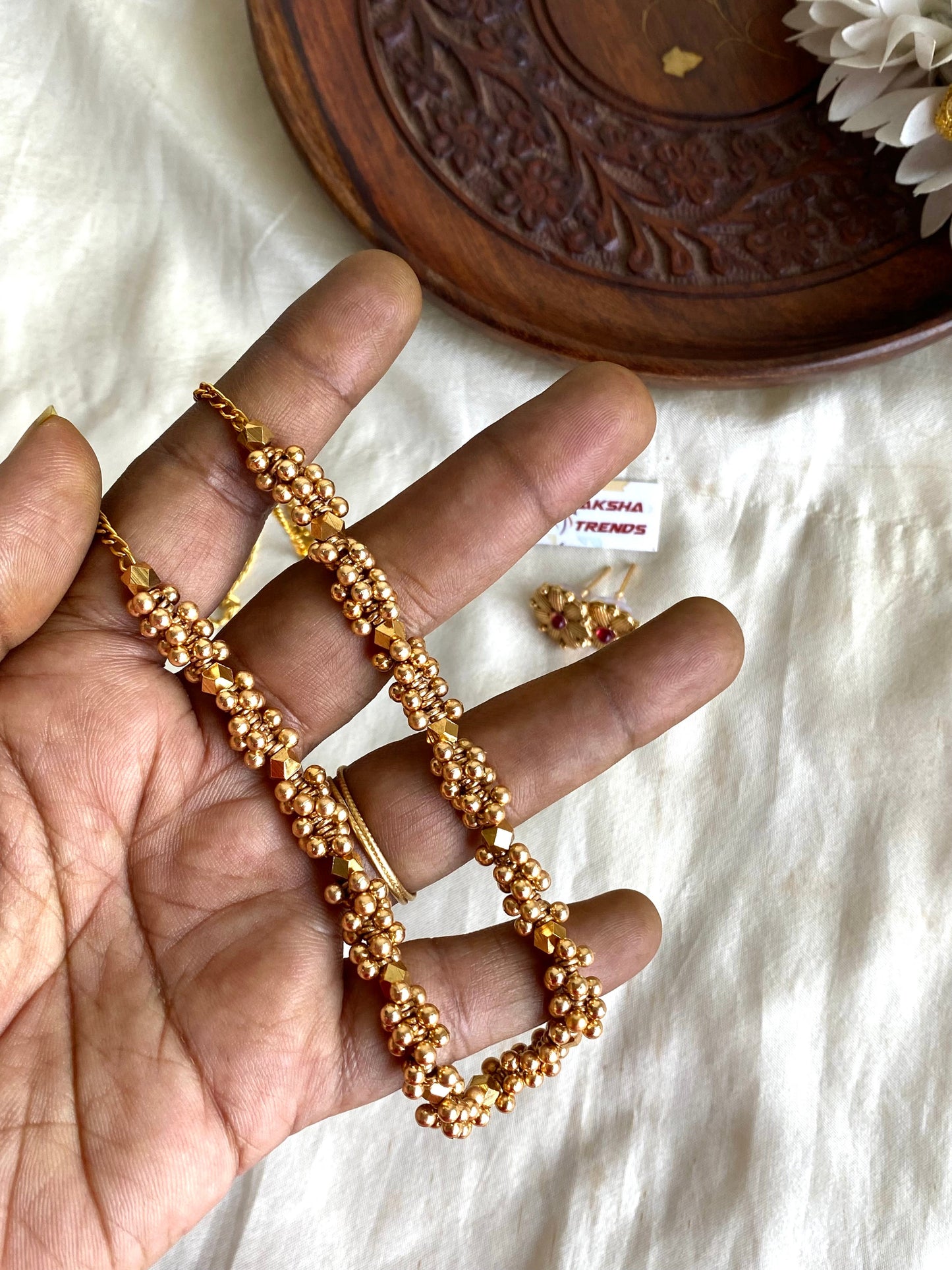 Antique gold beads chain Aksha Trends