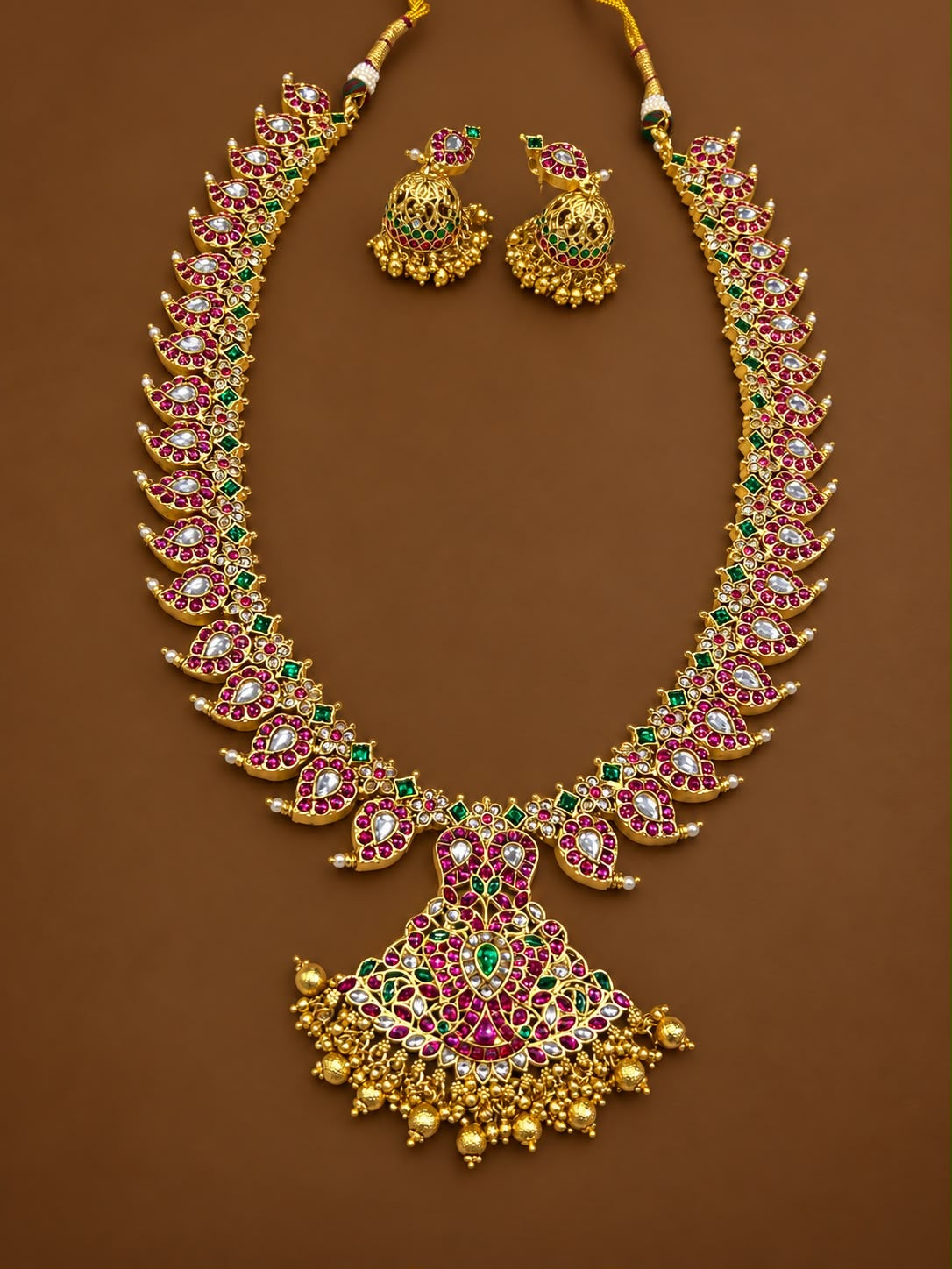 Premium jadau kemp necklace -Gold Aksha Trends