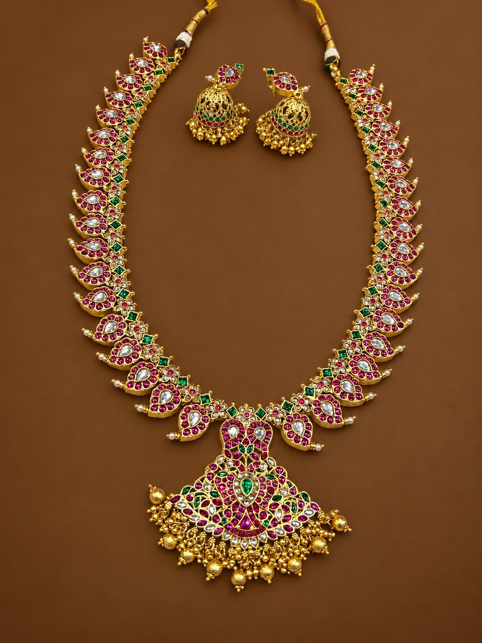 Premium jadau kemp necklace -Gold Aksha Trends 