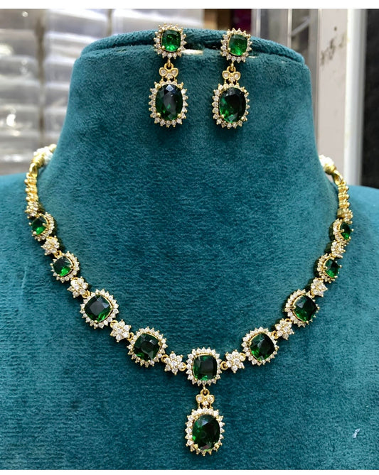 Emerald diamond Necklace Aksha Trends