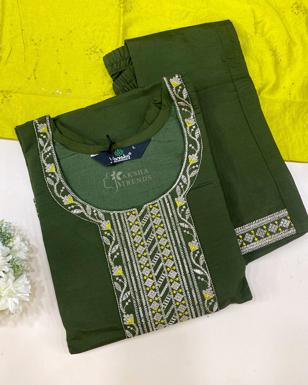 Cotton Silk Kurti Set -Green Aksha Trends 