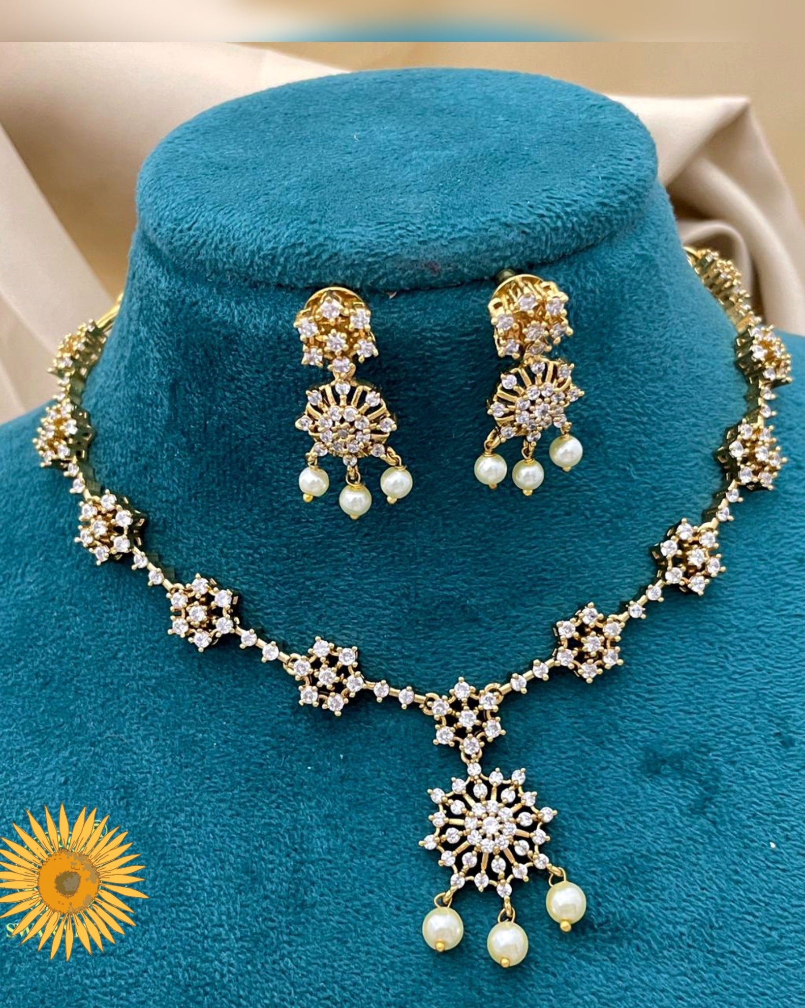 Nakshatra diamond necklace with pearls Aksha Trends