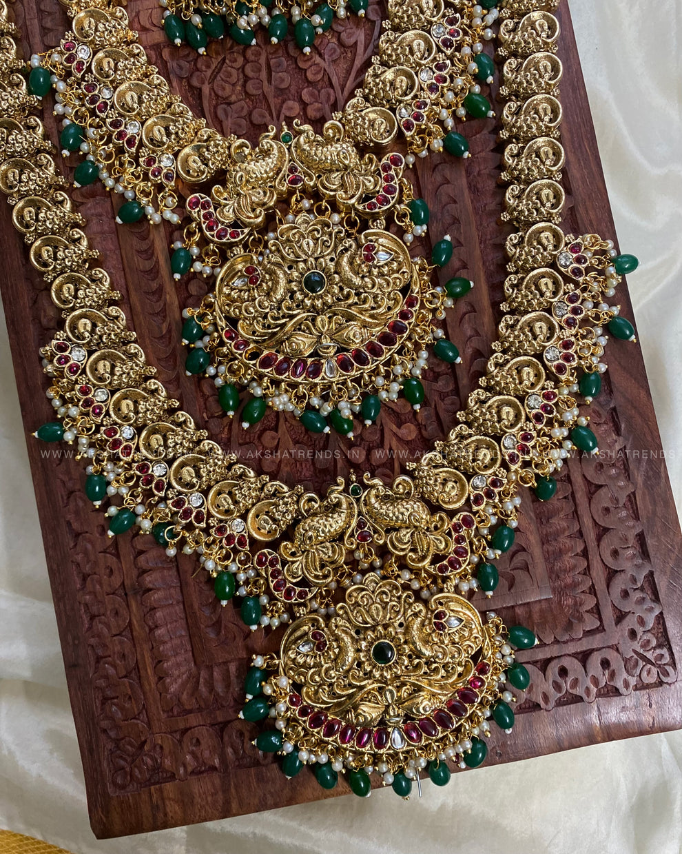 Mayura Grand bridal set -Green bead Aksha Trends 
