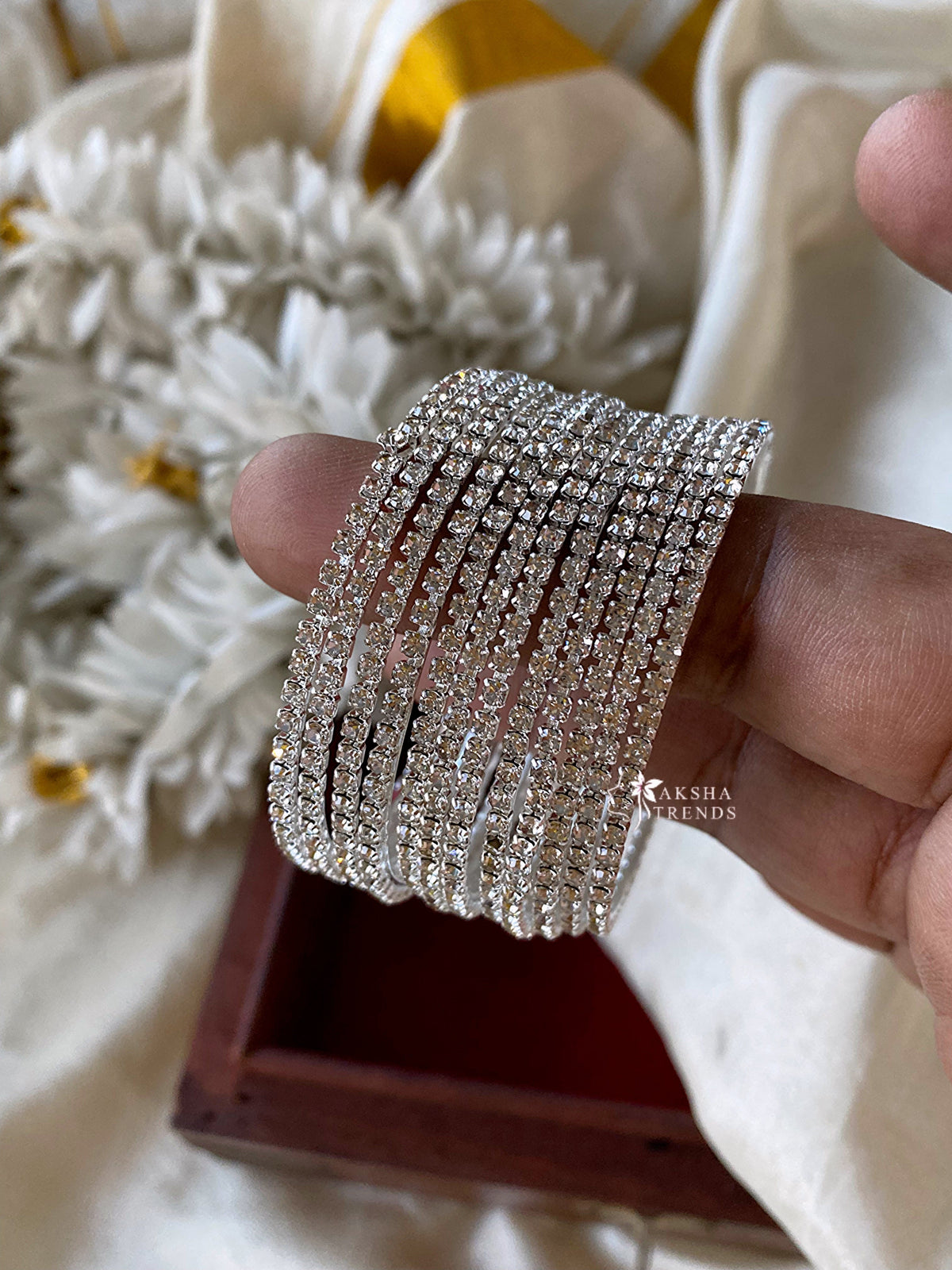 Kids silver stone fancy bangles (12pc) Aksha Trends