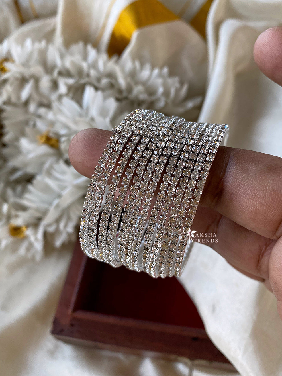 Kids silver stone fancy bangles (12pc) Aksha Trends 