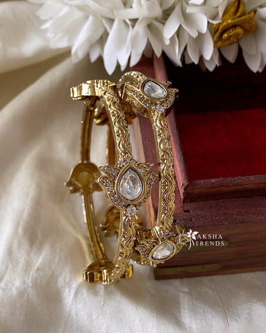 Victoria Lotus bangles White (2pc) Aksha Trends