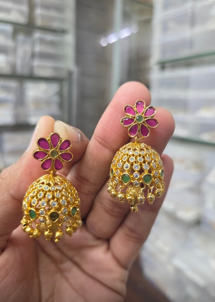Floral diamond jhumka Aksha Trends